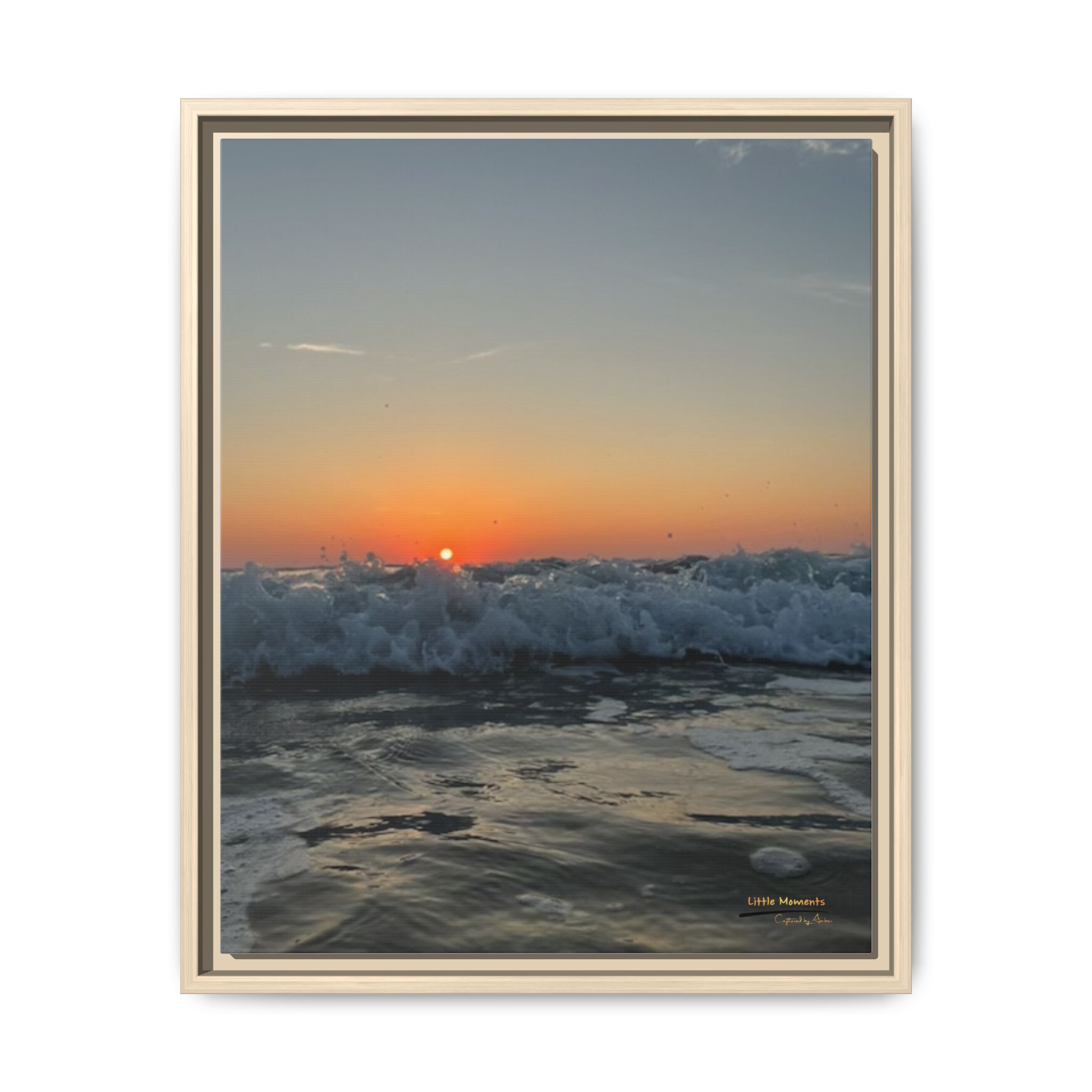 Crashing Waves Sunset Canvas Print — Framed Matte Beach Wall Art