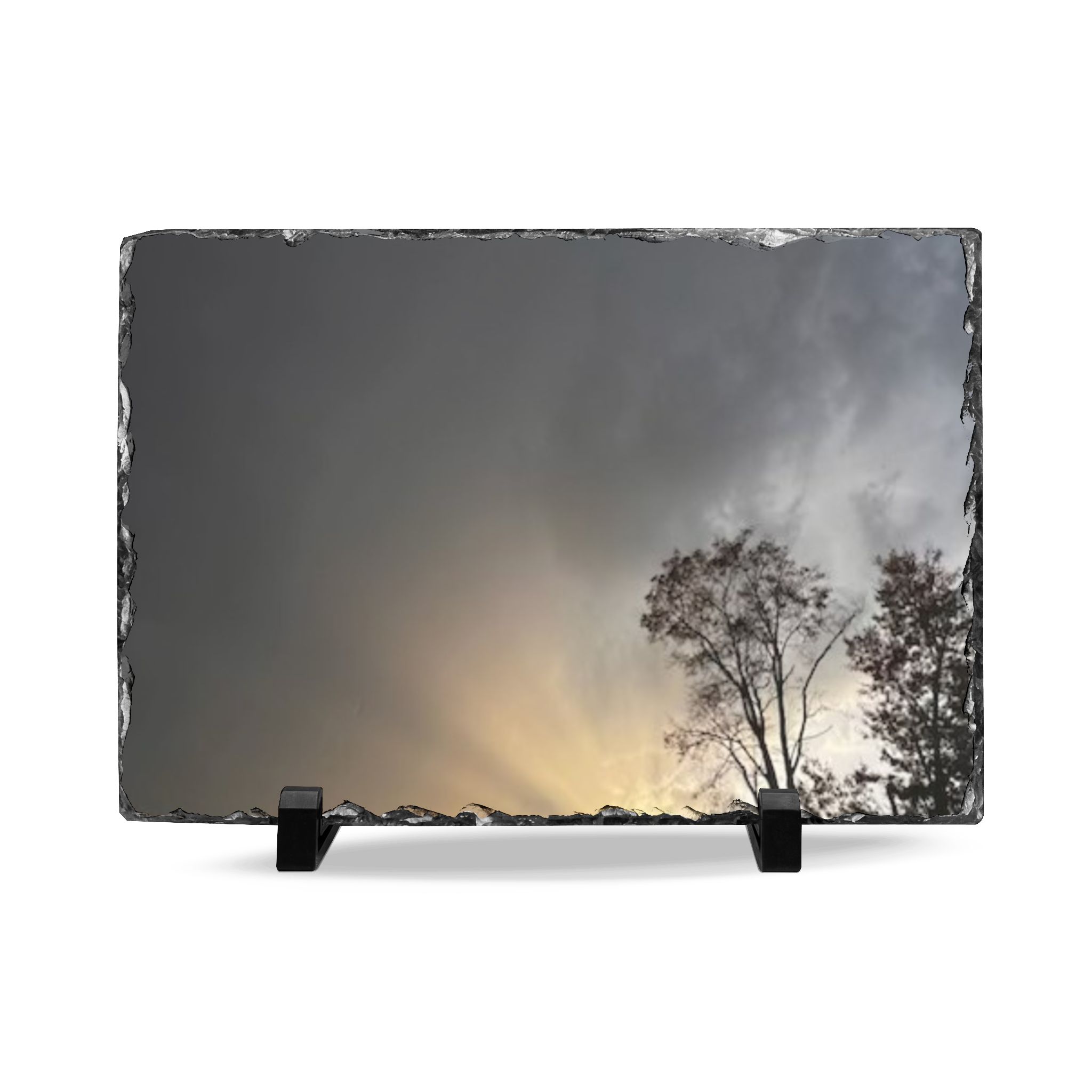 Slate Desk Plaque — Serene Sunset Tree Photo Slate Plaque (Desk Display)
