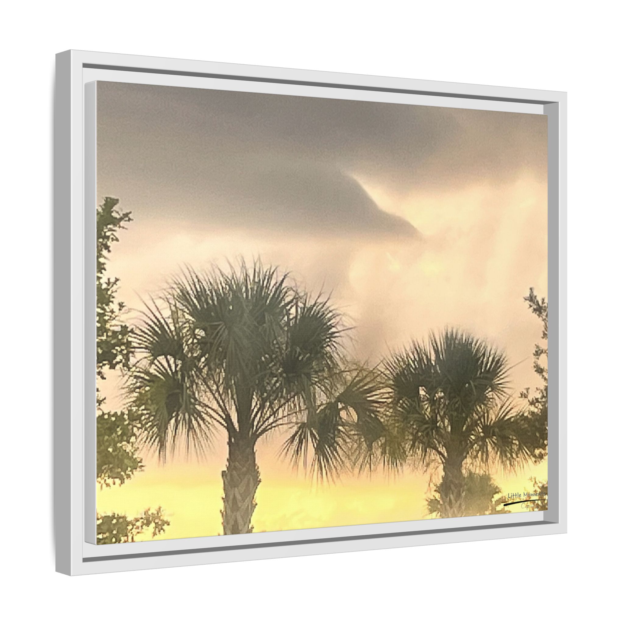 Palm Trees at Sunset Matte Framed Canvas Wall Art