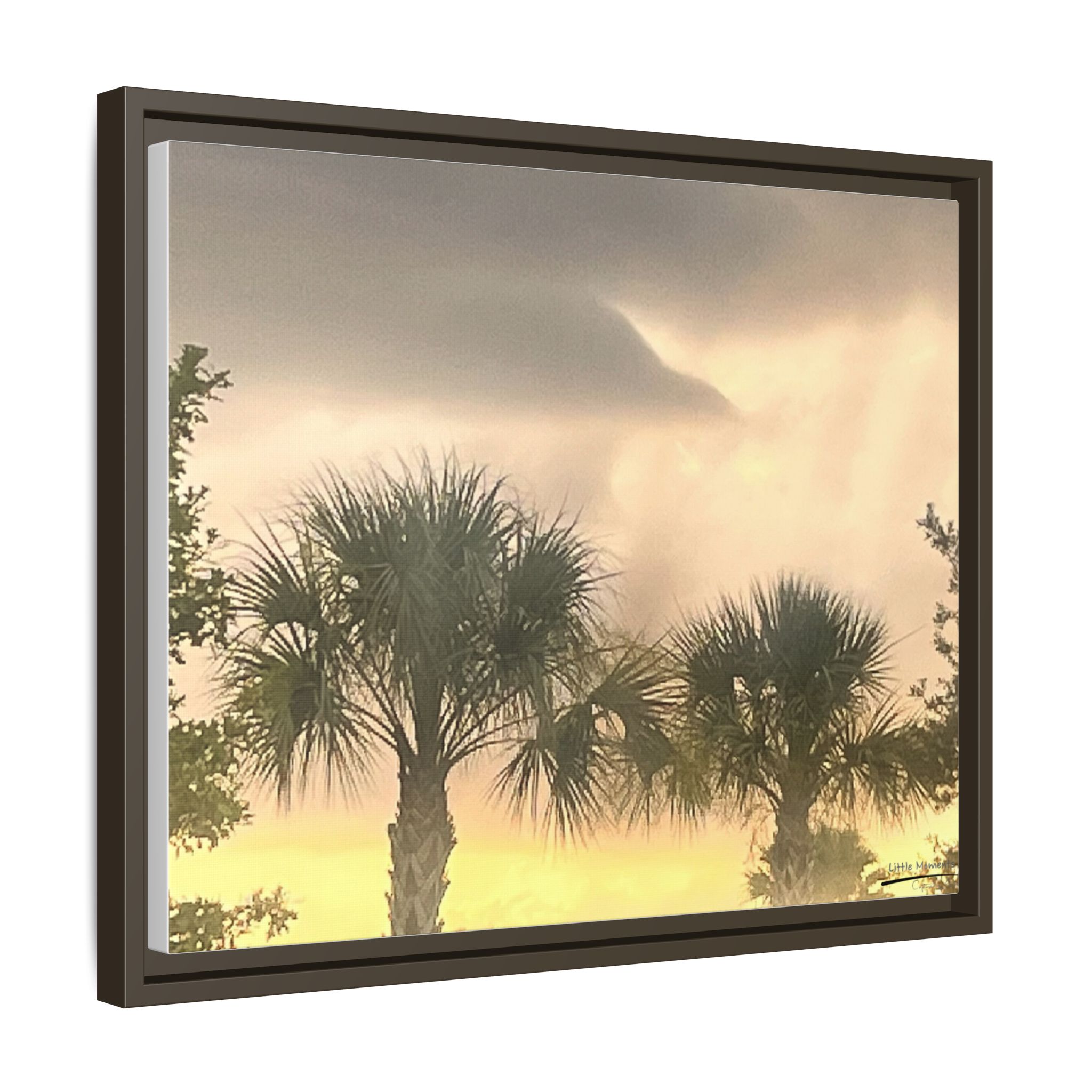 Palm Trees at Sunset Matte Framed Canvas Wall Art