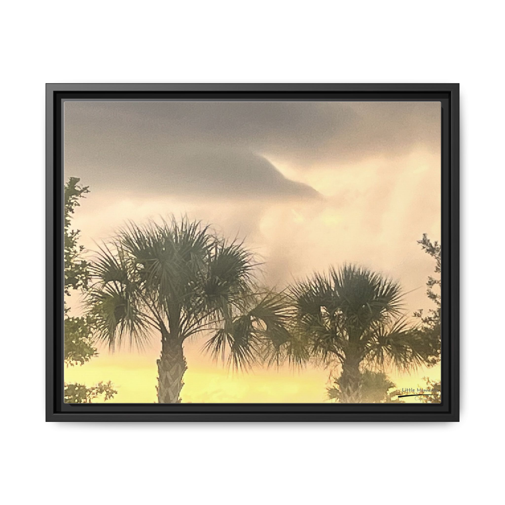 Palm Trees at Sunset Matte Framed Canvas Wall Art