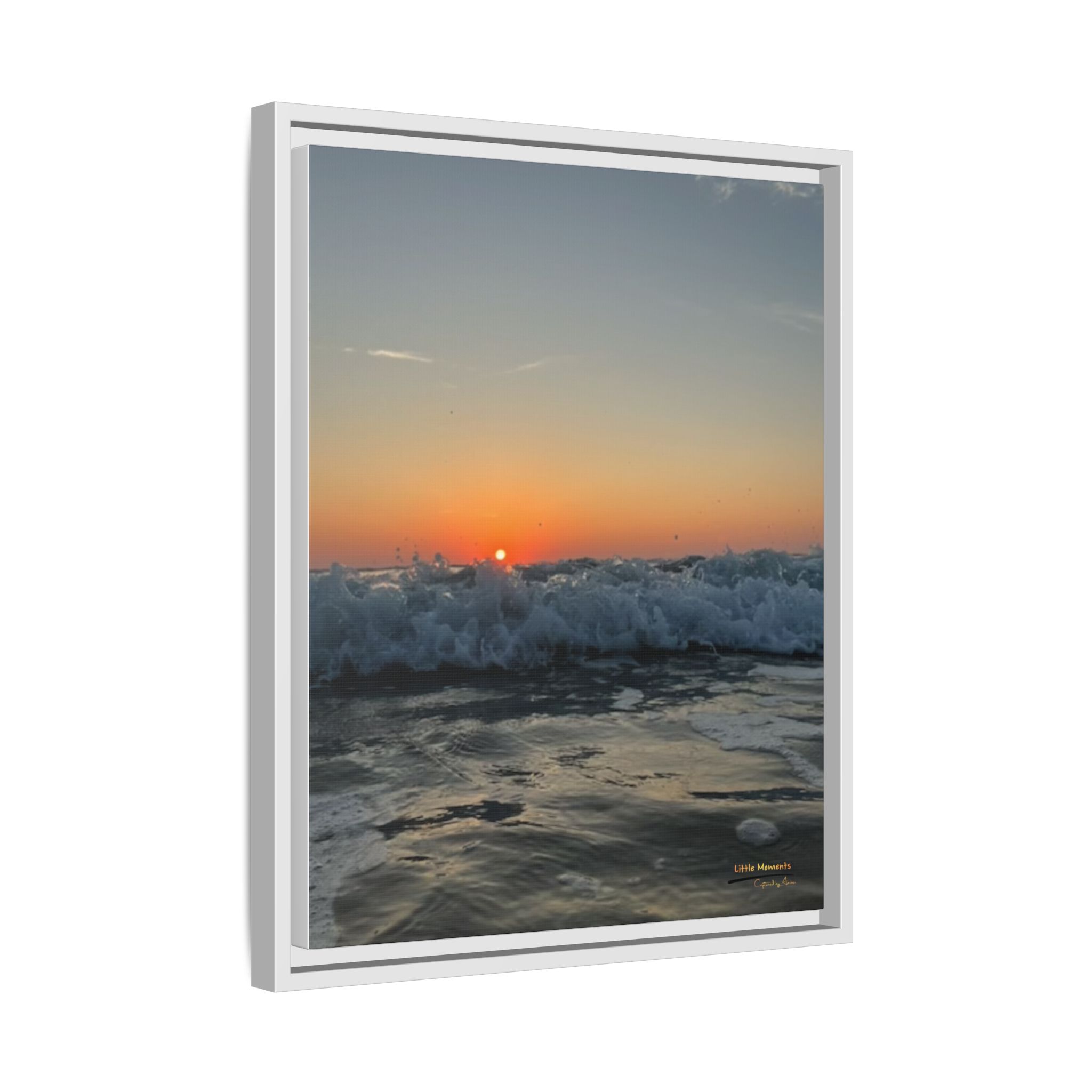 Crashing Waves Sunset Canvas Print — Framed Matte Beach Wall Art