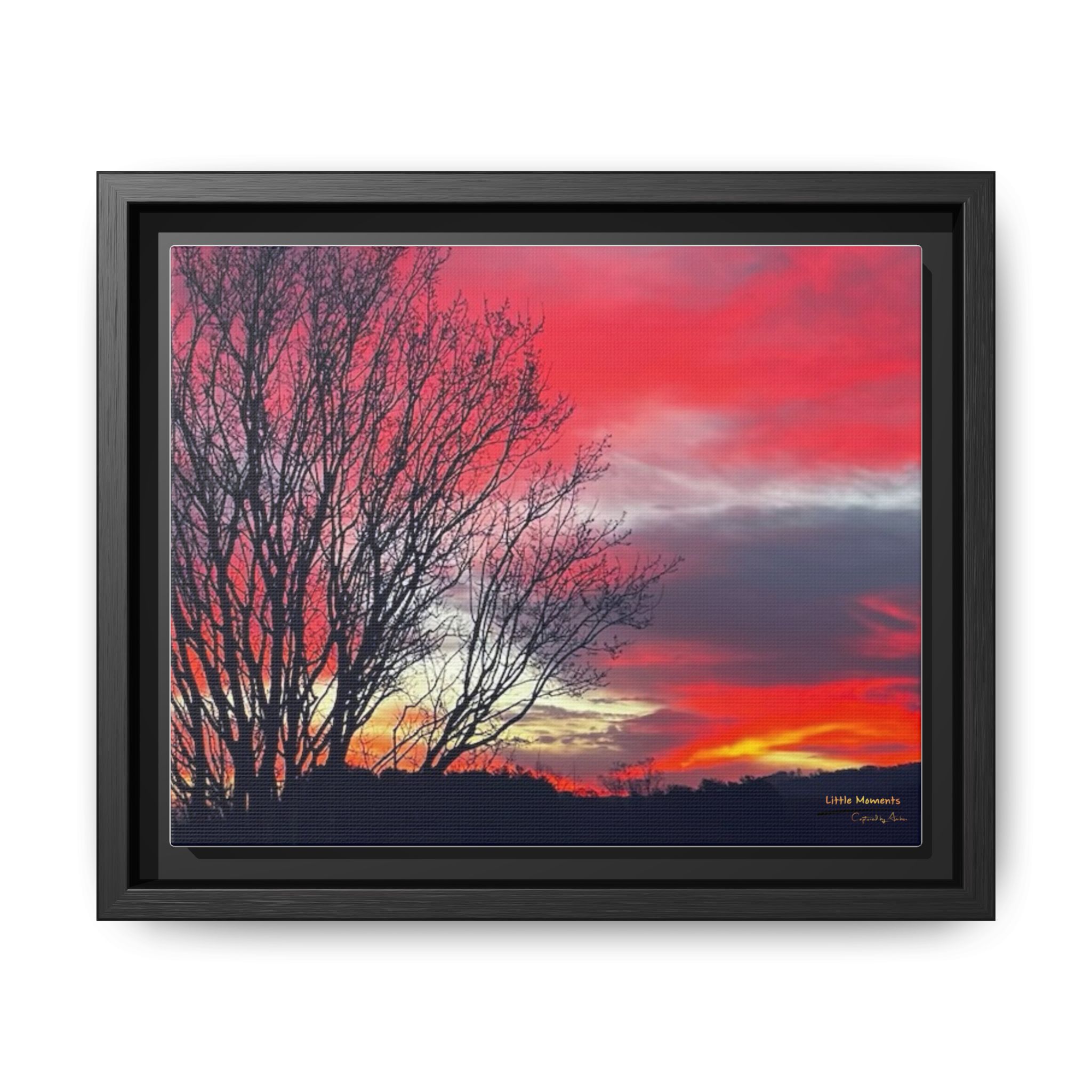 Vibrant Red Sky Framed Canvas Print — Vibrant Red Sky Wall Art