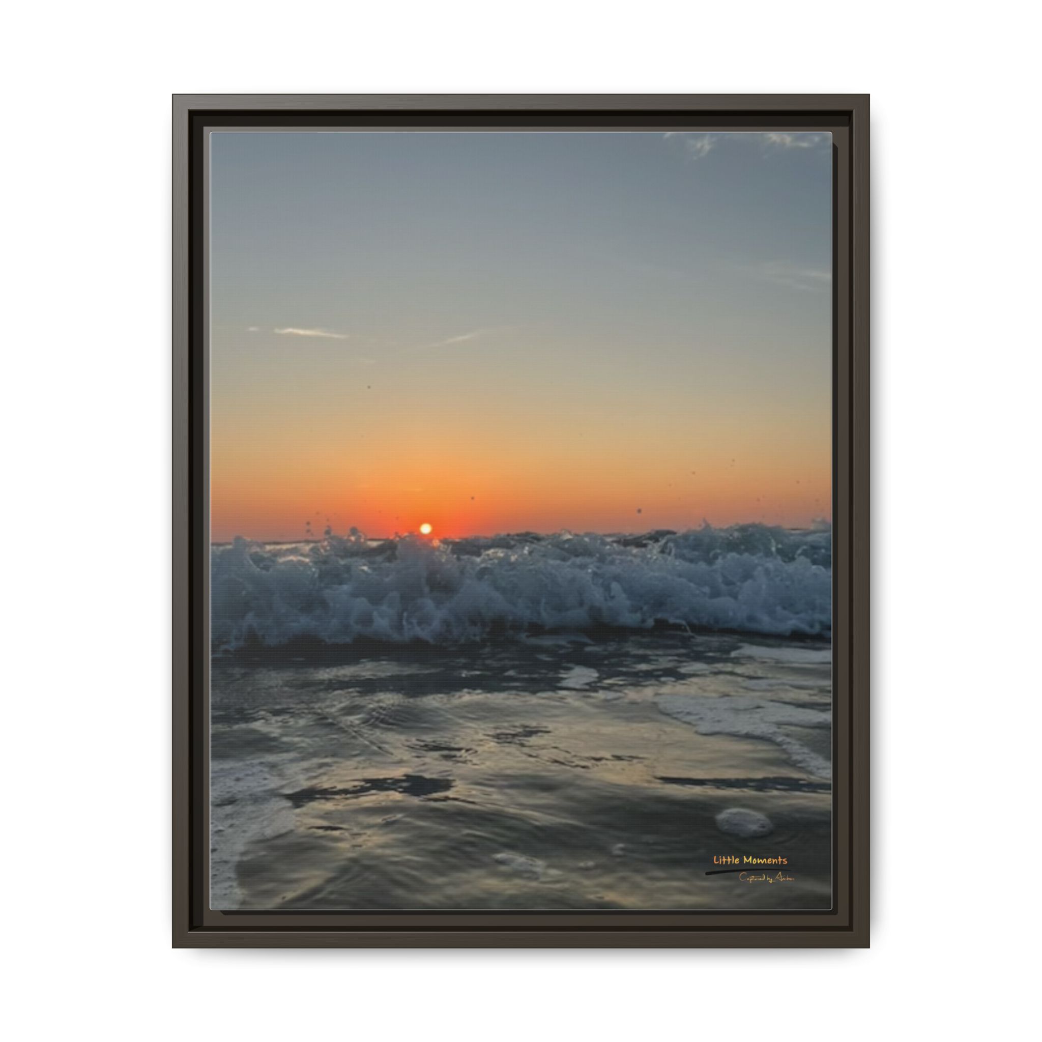 Crashing Waves Sunset Canvas Print — Framed Matte Beach Wall Art
