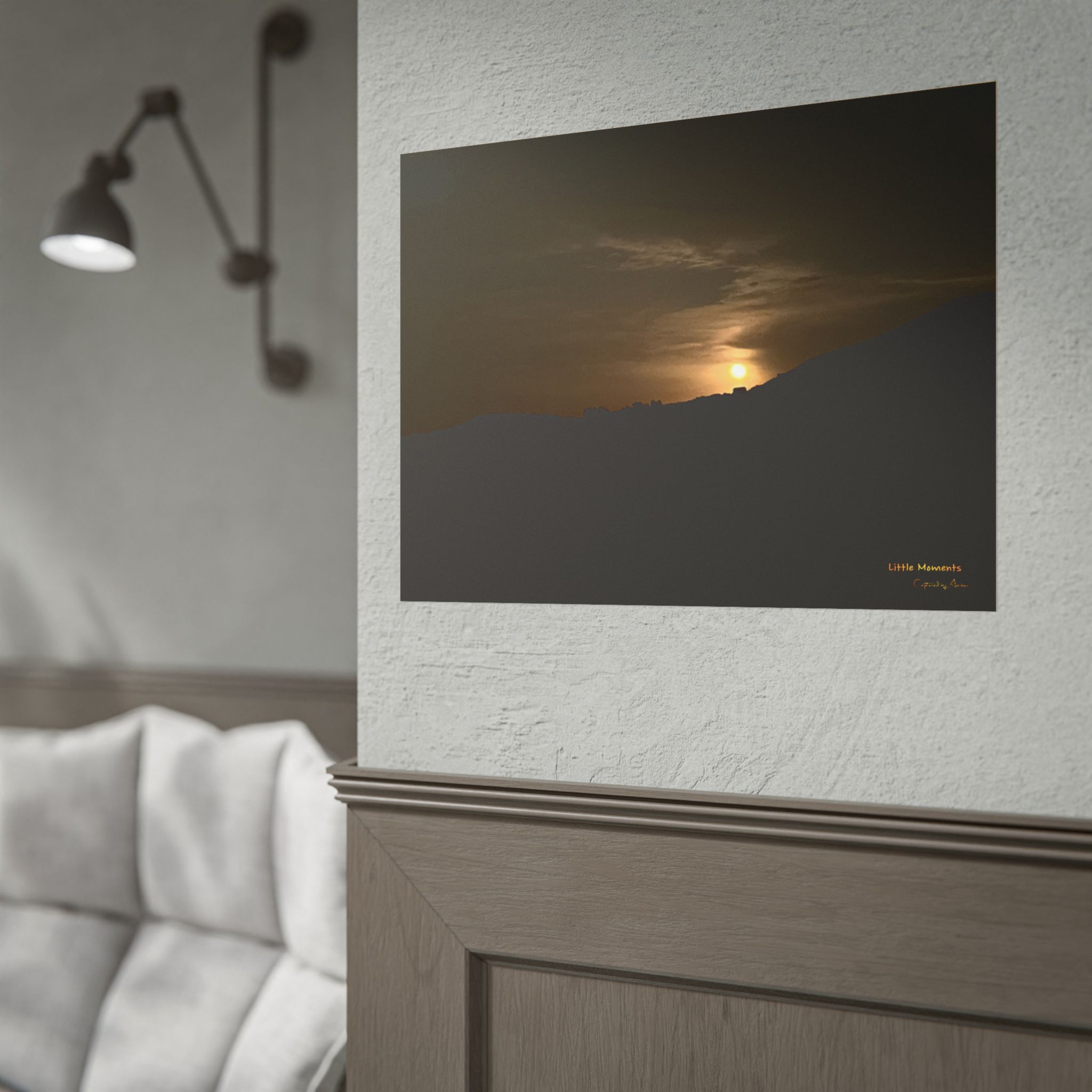 Moon Glow Ridge Poster — Moody Golden Sunset Landscape Wall Art