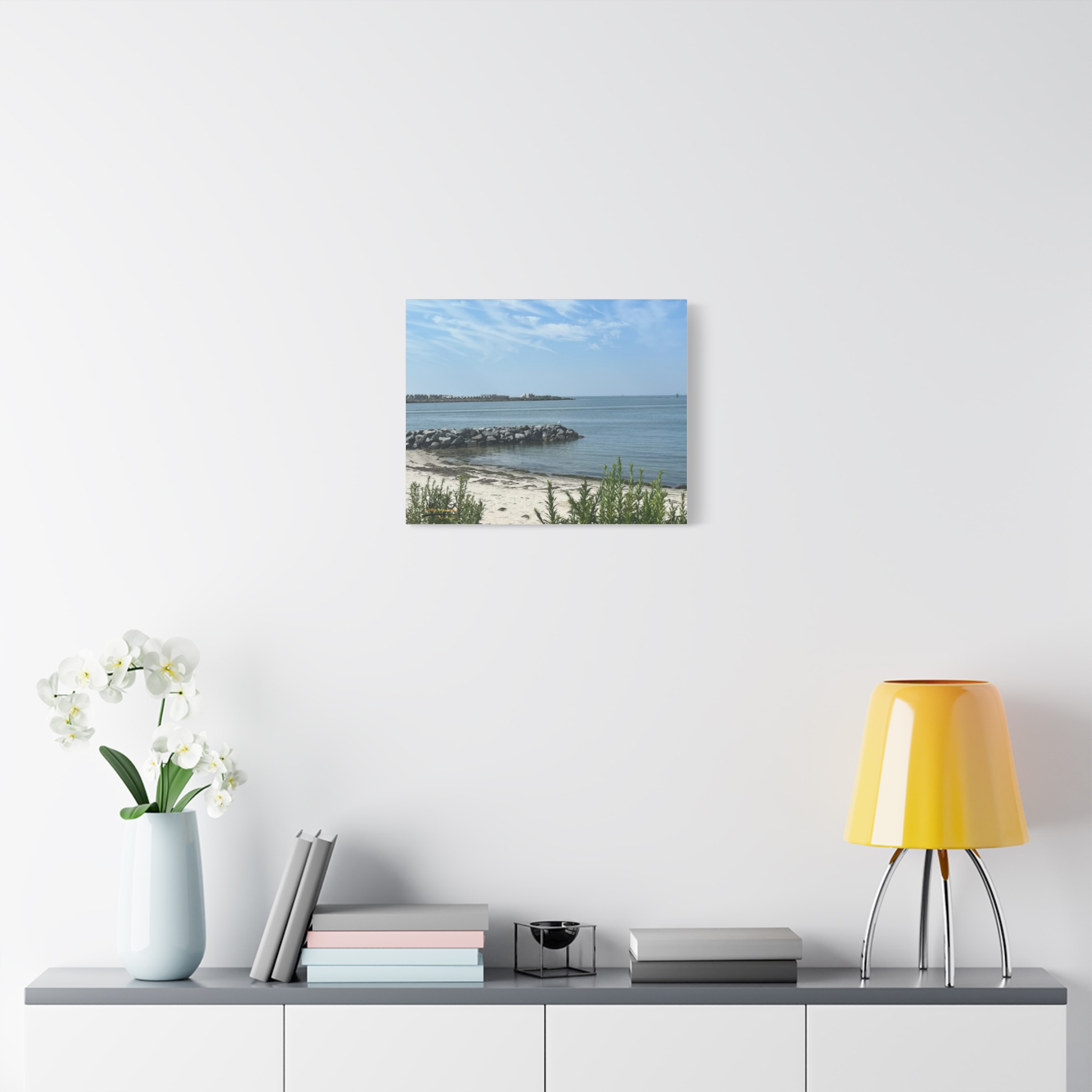 Seaside Jetti Beach Canvas Print — Seaside Harbor Matte Wall Art