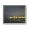 City Lights at Night series2 Framed Matte Canvas Print — Nighttime Coastal Cityscape