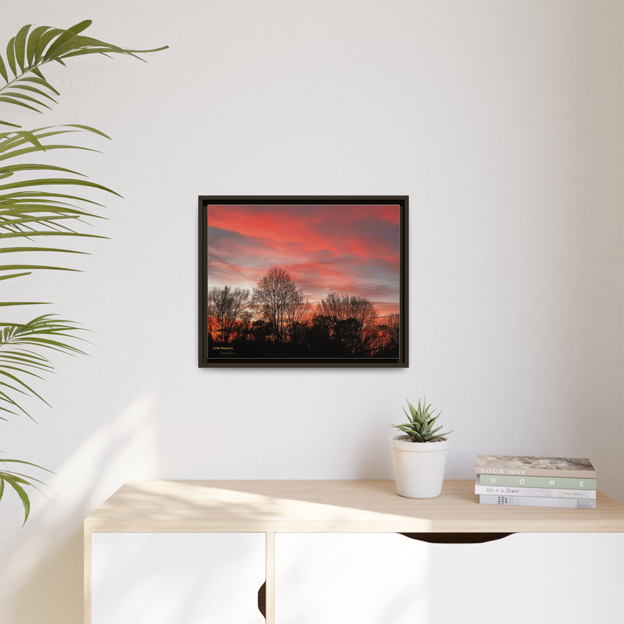 Appalachian Red Sky1 Canvas Print — Framed Sunset Silhouette Wall Art