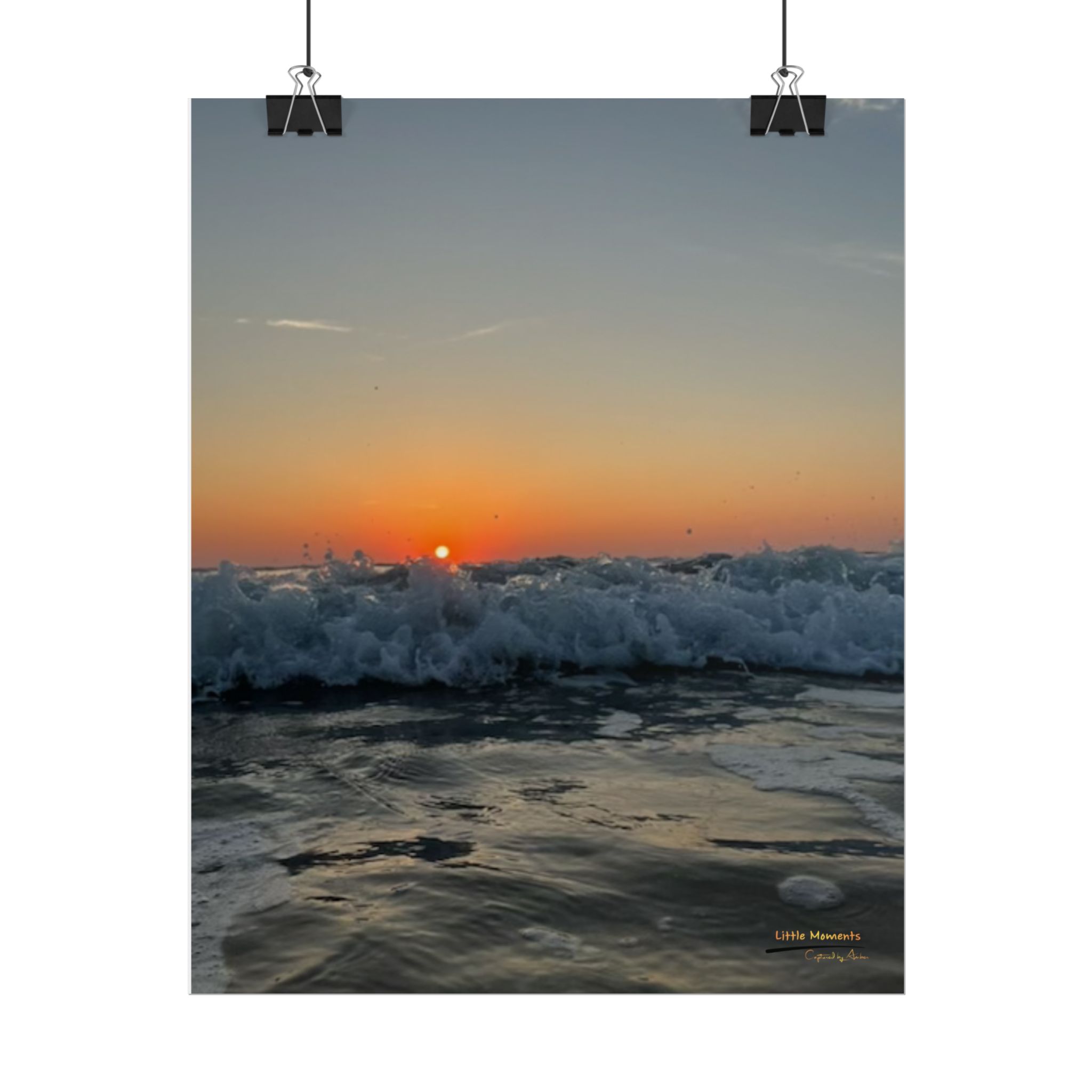 Crashing Waves Sunset Poster — Rolled Beach Wall Art
