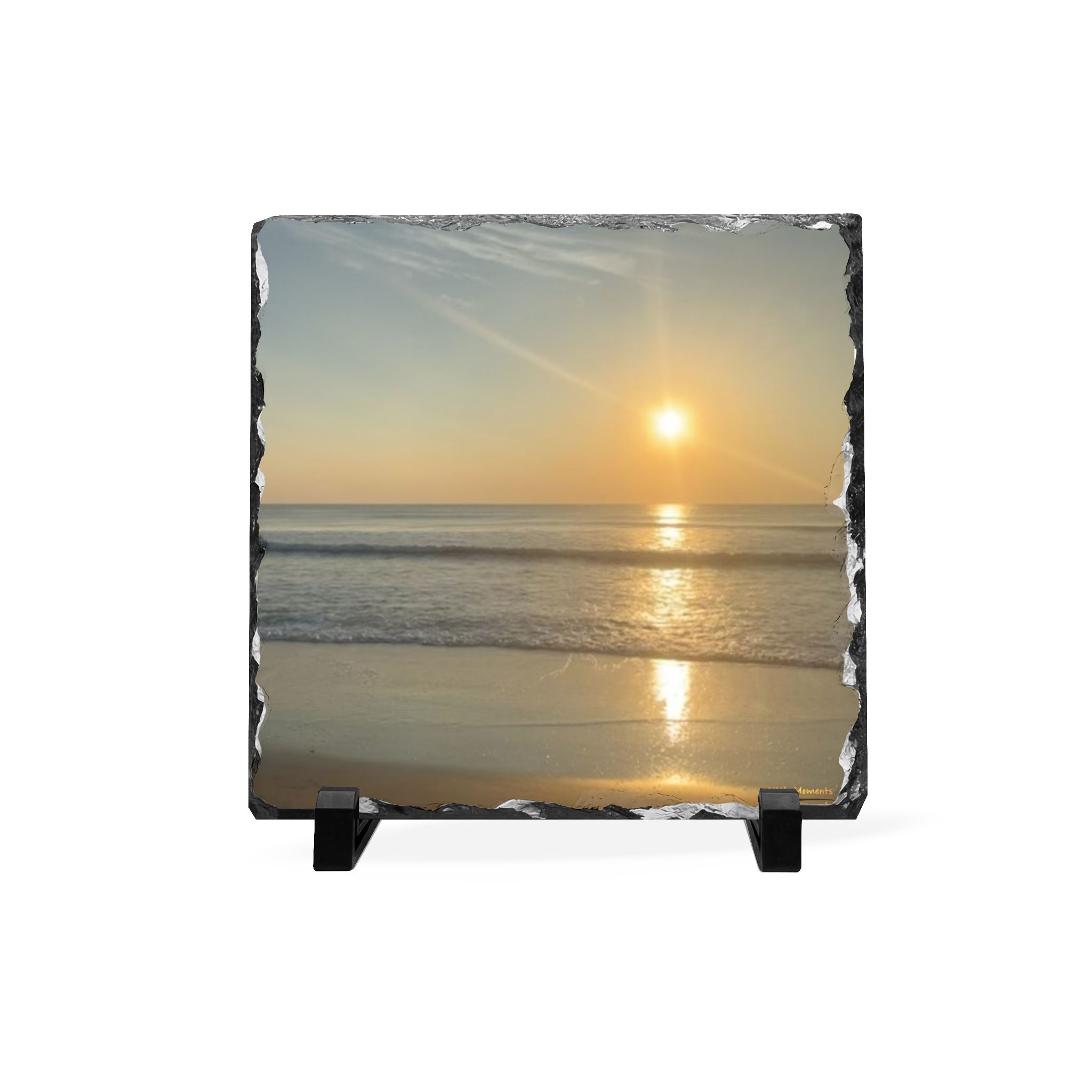 Sunrise Over Ocean Slate Desk Plaque — Coastal Sunrise Photo Decor