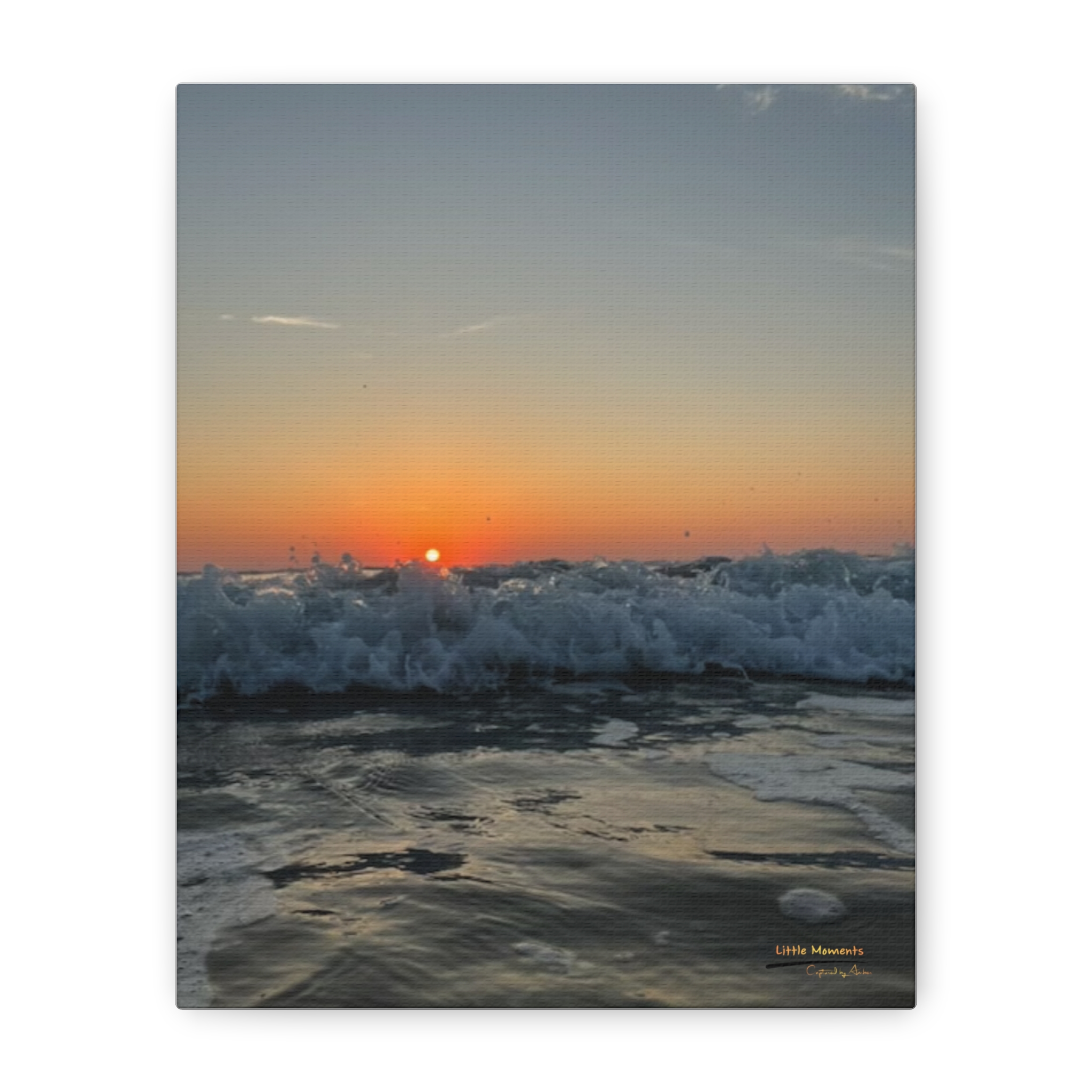 Crashing Waves Sunset Canvas Print — Matte Stretched Wall Art