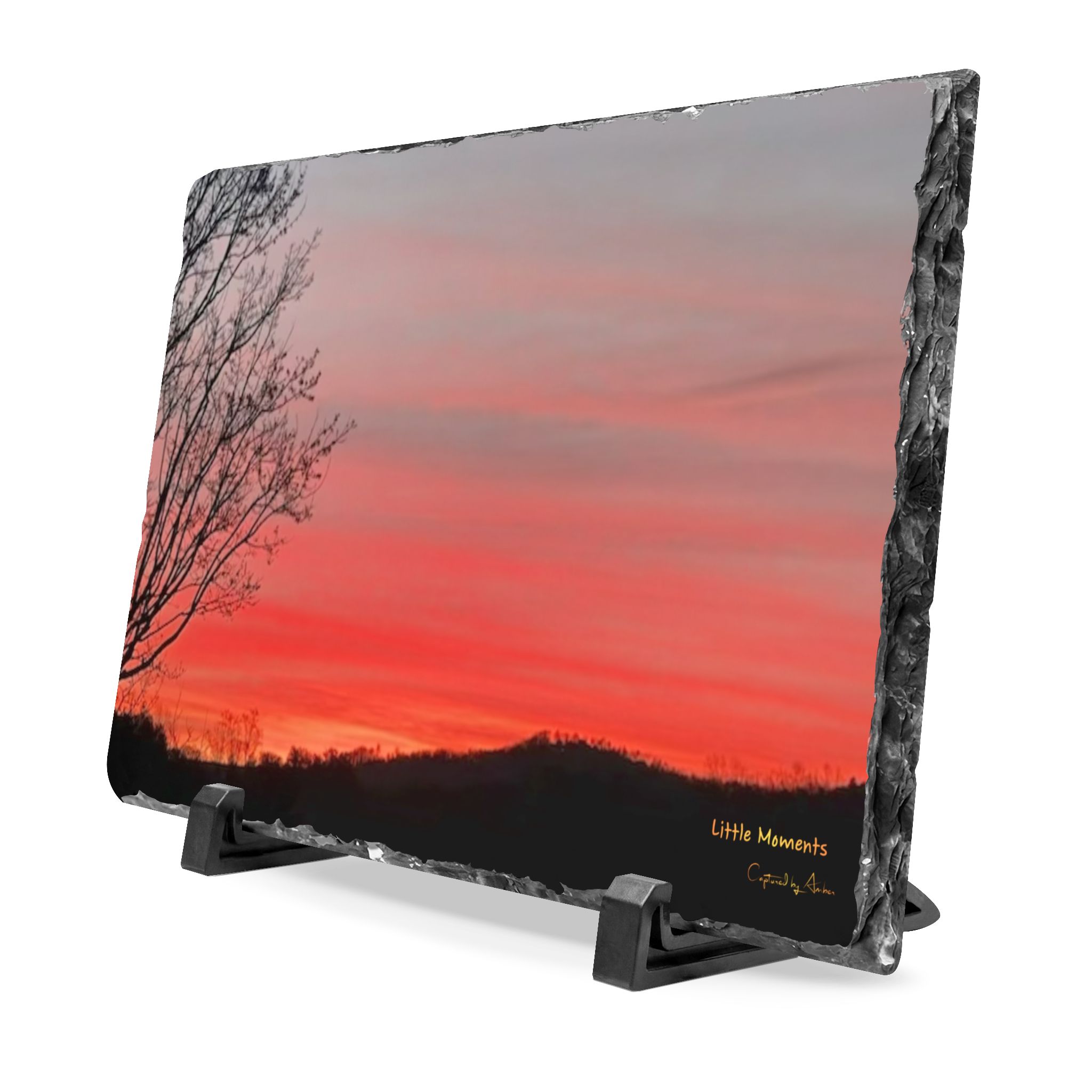 Sunset Landscape Slate Desk Plaque — Little Moments Photo Keepsake