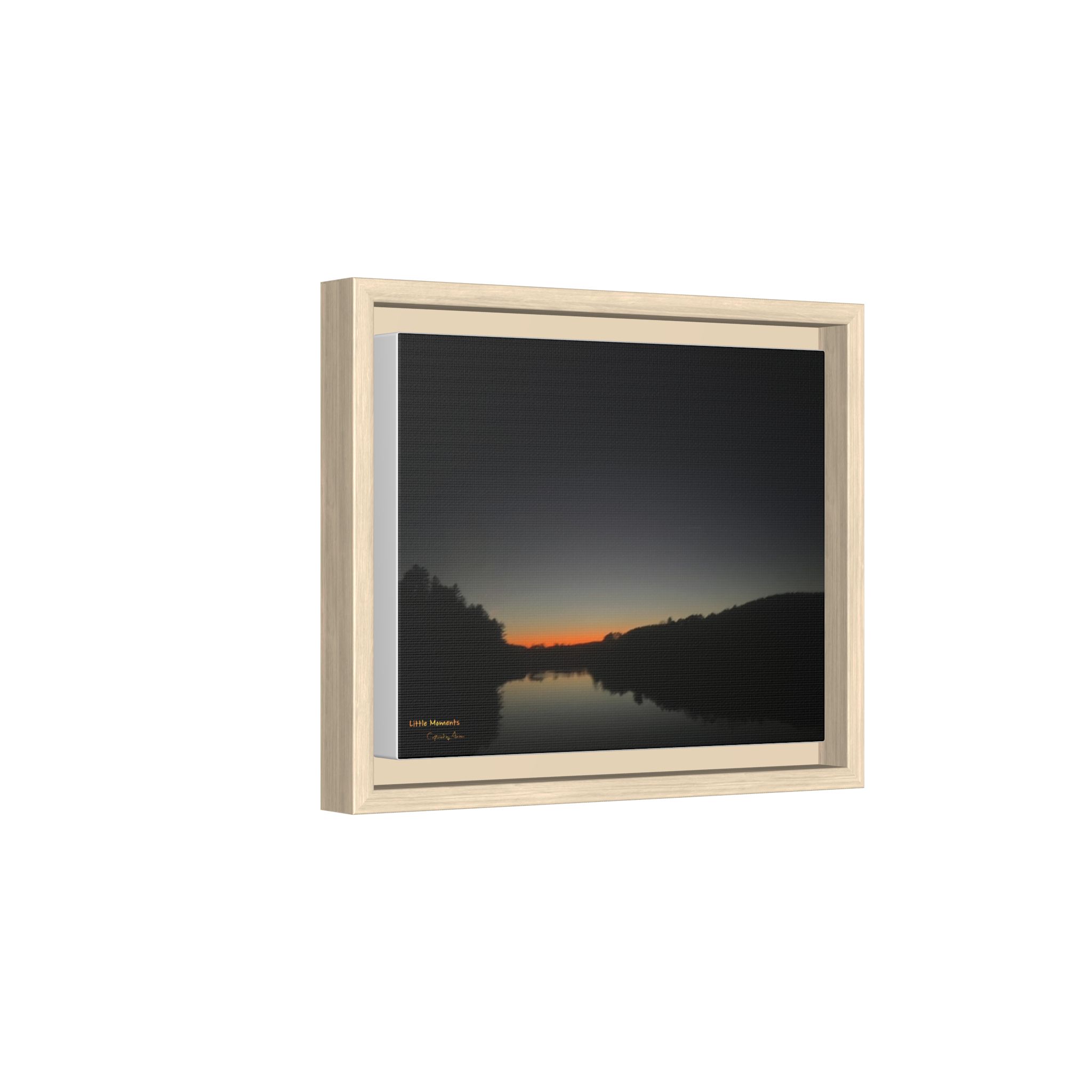 Calm Lake Sunset Matte Canvas Framed Print — Tranquil Nature Wall Art