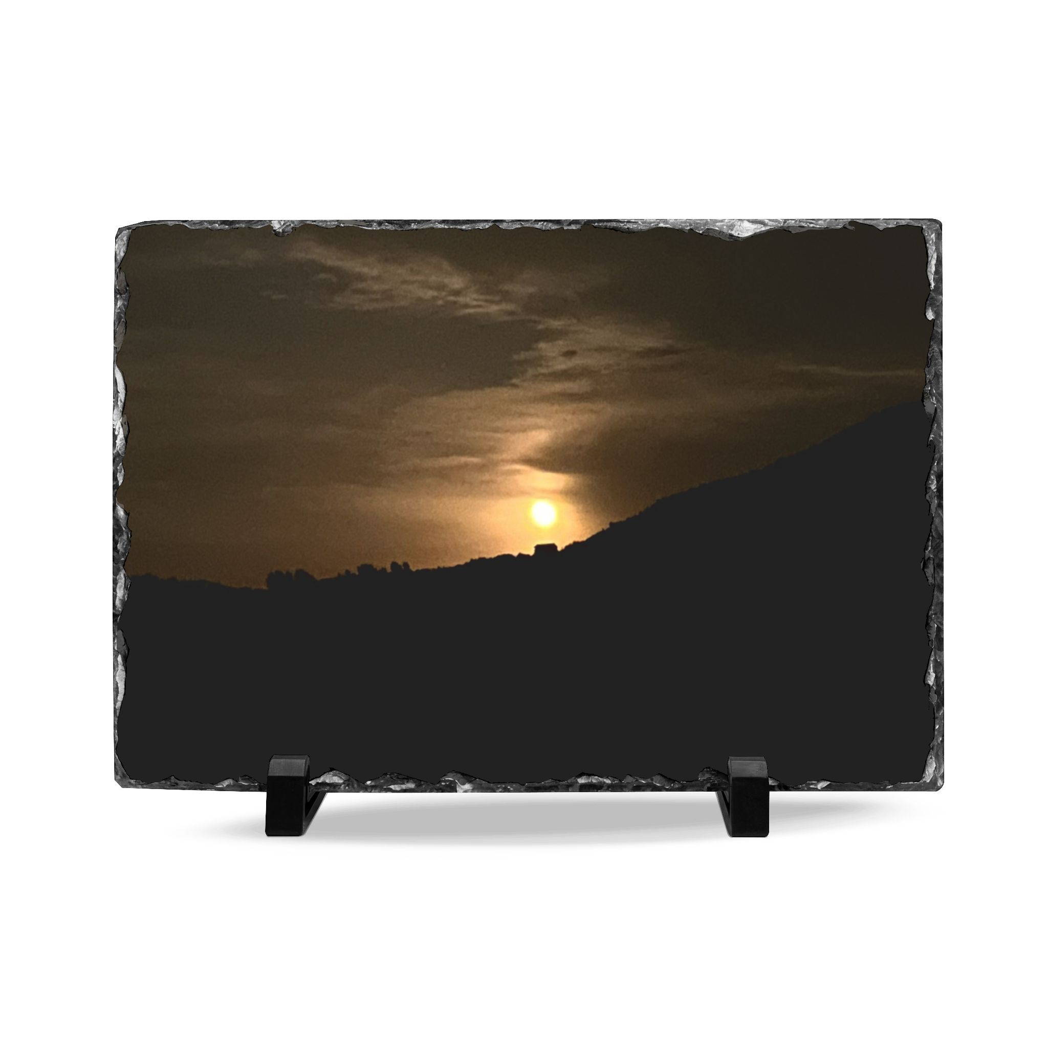 Moon Glow Ridge Slate Desk Plaque — Rustic moon Photo Decor
