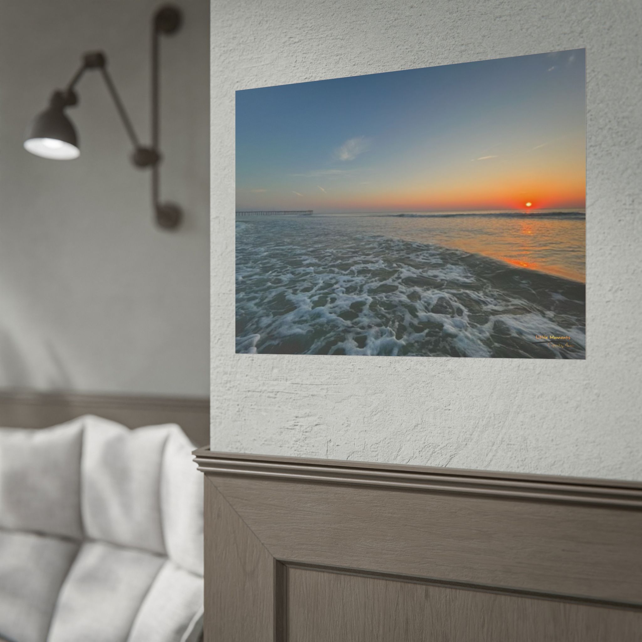 Rolling Sunset Waves Rolled Poster — Ocean Beach Sunset Wall Art