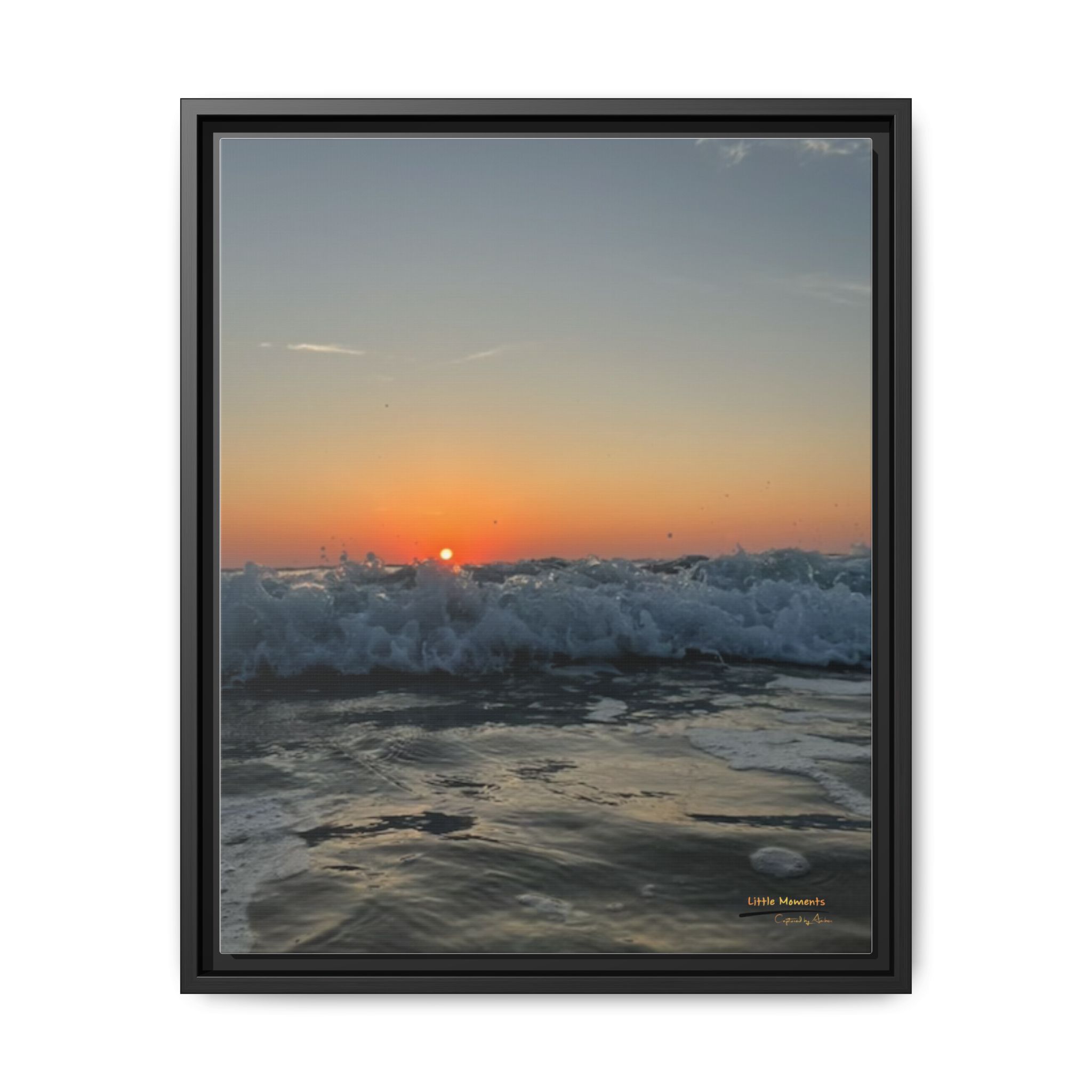 Crashing Waves Sunset Canvas Print — Framed Matte Beach Wall Art