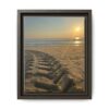 16309991638966493548_2048.jpeg Sunset Beach Tire Track framed Canvas — Tire Track Seashore Wall Art