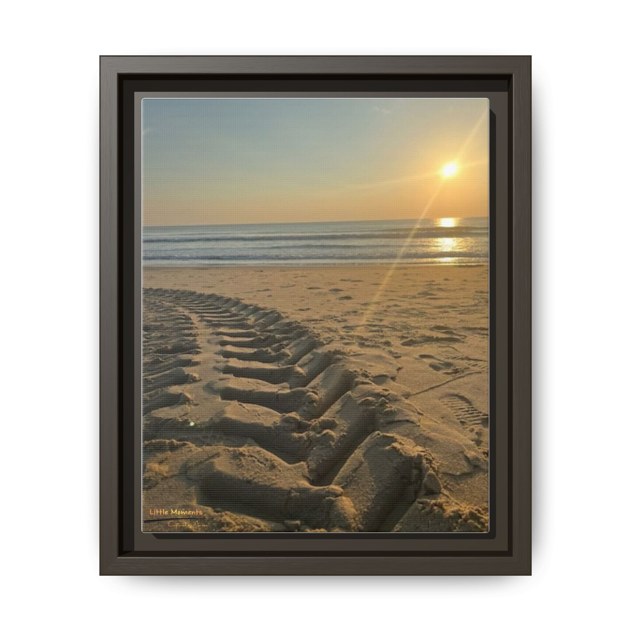 16309991638966493548_2048.jpeg Sunset Beach Tire Track framed Canvas — Tire Track Seashore Wall Art