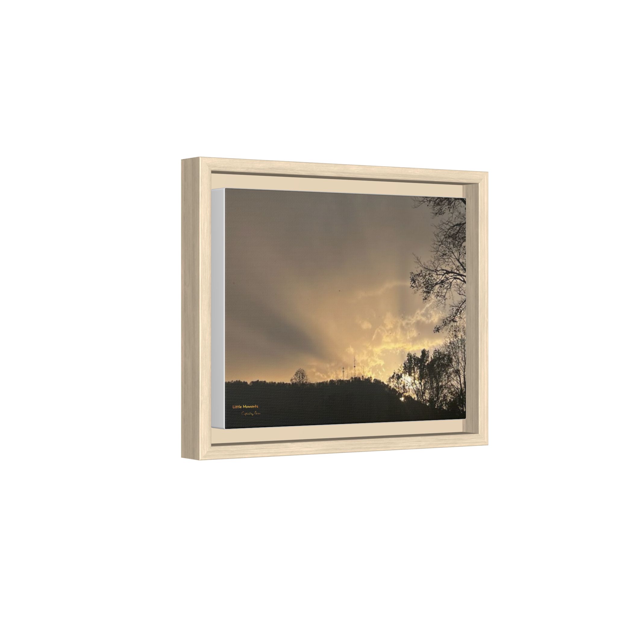 Passing Storm Framed Matte Canvas Print — Golden Sunrise Landscape