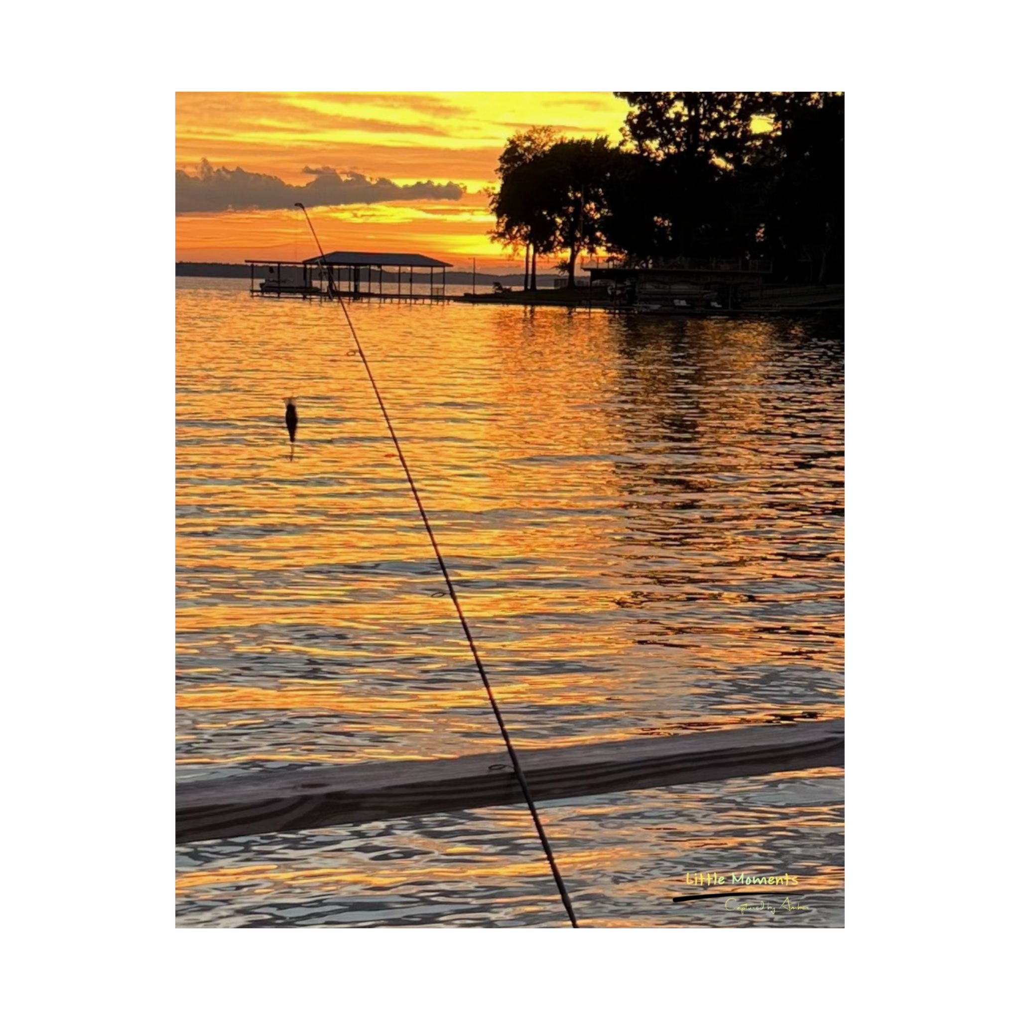 Evening Pier Matte Poster — Golden Lake Sunset Vertical Wall Art