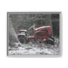 16896570675992929291_2048.jpeg Vintage Red Tractor in Snow — Framed Matte Canvas Wall Art
