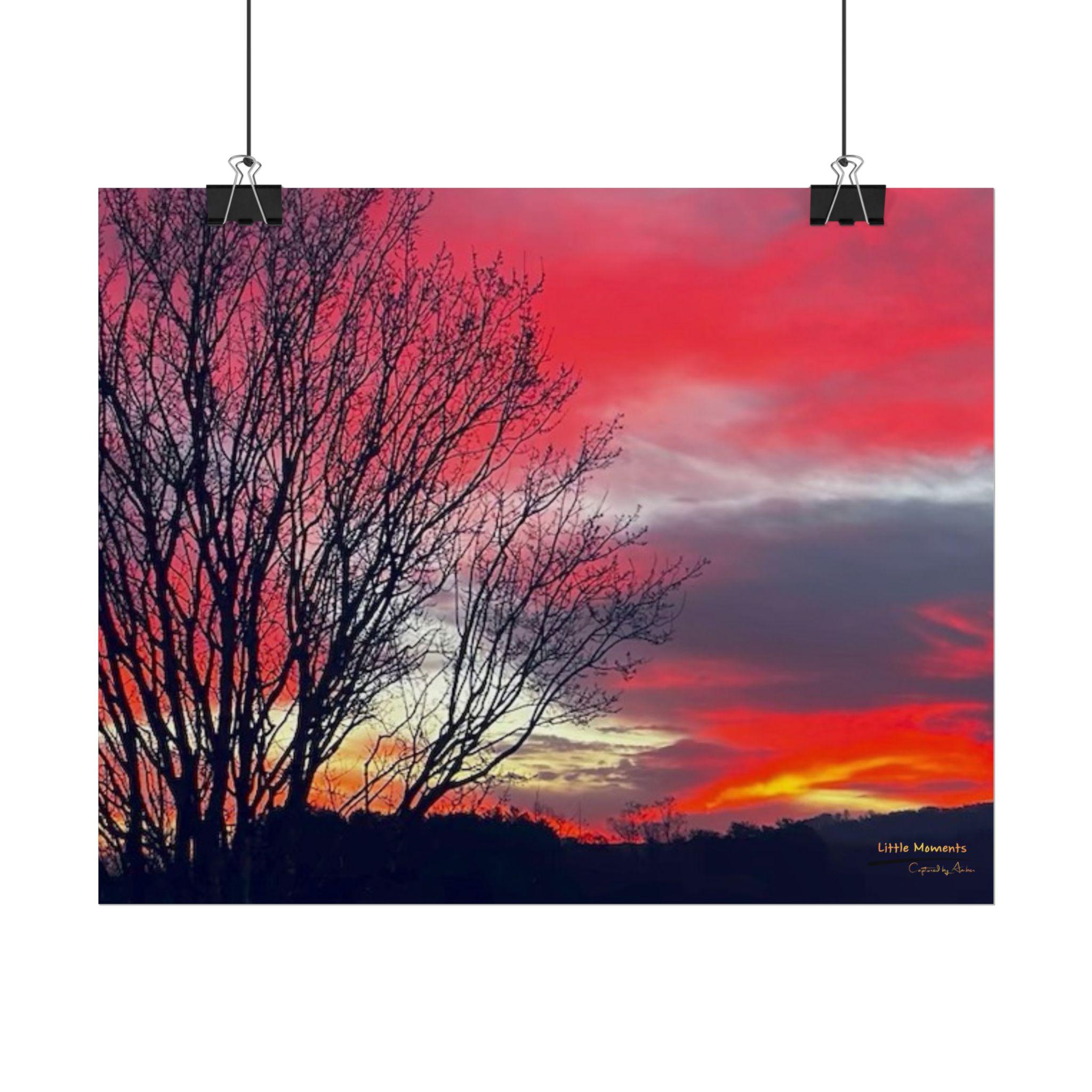 Vibrant Red Sky Poster — Vibrant Red Sky Landscape Wall Art (Rolled Poster)