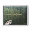 Canoe at Dawn Matte Canvas Print — Serene Forest Reflection Wall Art