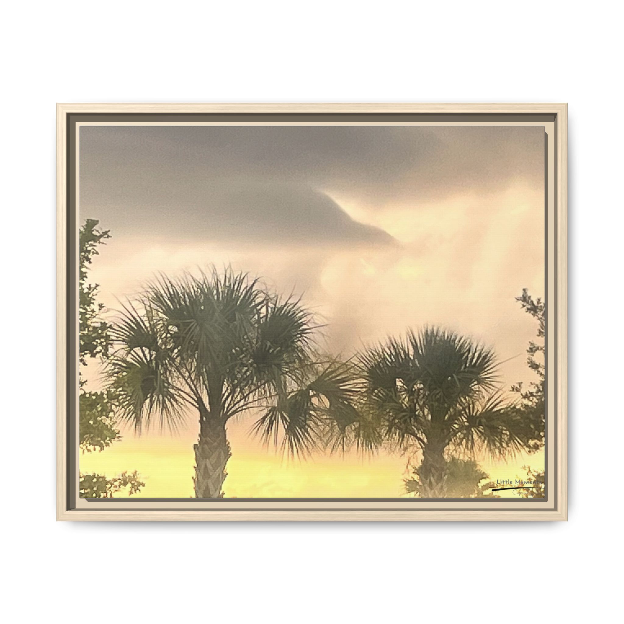 Palm Trees at Sunset Matte Framed Canvas Wall Art