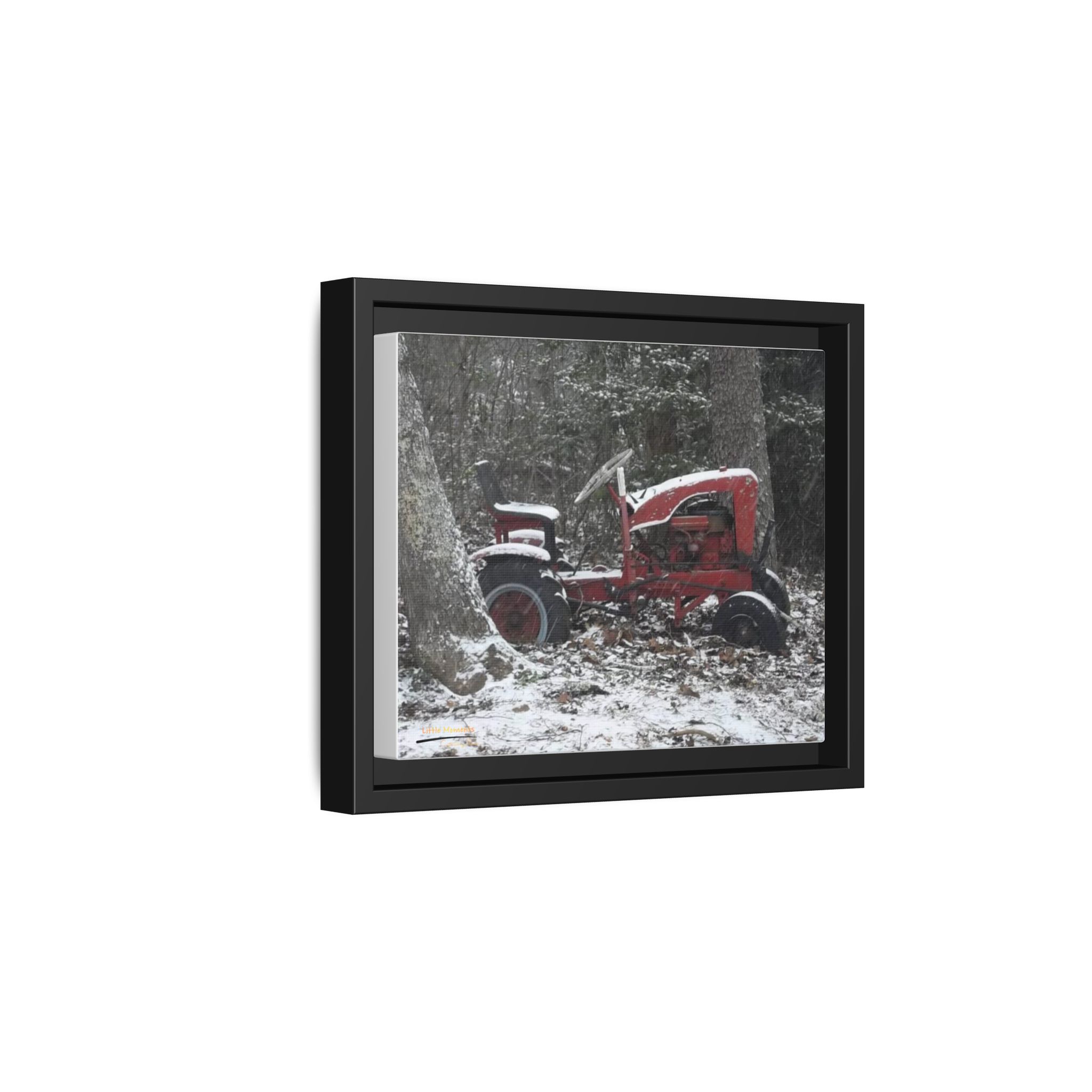 18002891874337628283_2048.jpeg Vintage Red Tractor in Snow — Framed Matte Canvas Wall Art