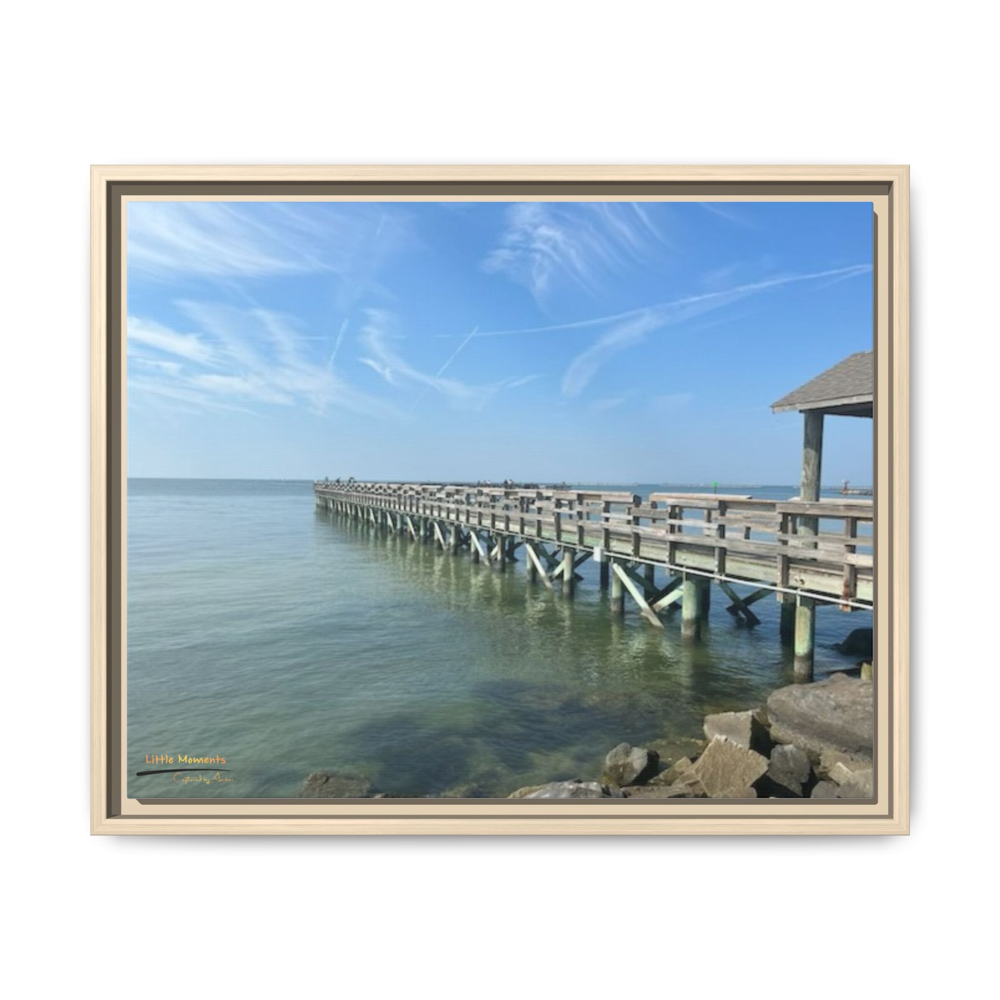 18128261661663747906_2048.jpeg Pier Over Calm Seas Framed Matte Canvas Print
