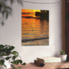 Evening Pier Matte Poster — Golden Lake Sunset Vertical Wall Art