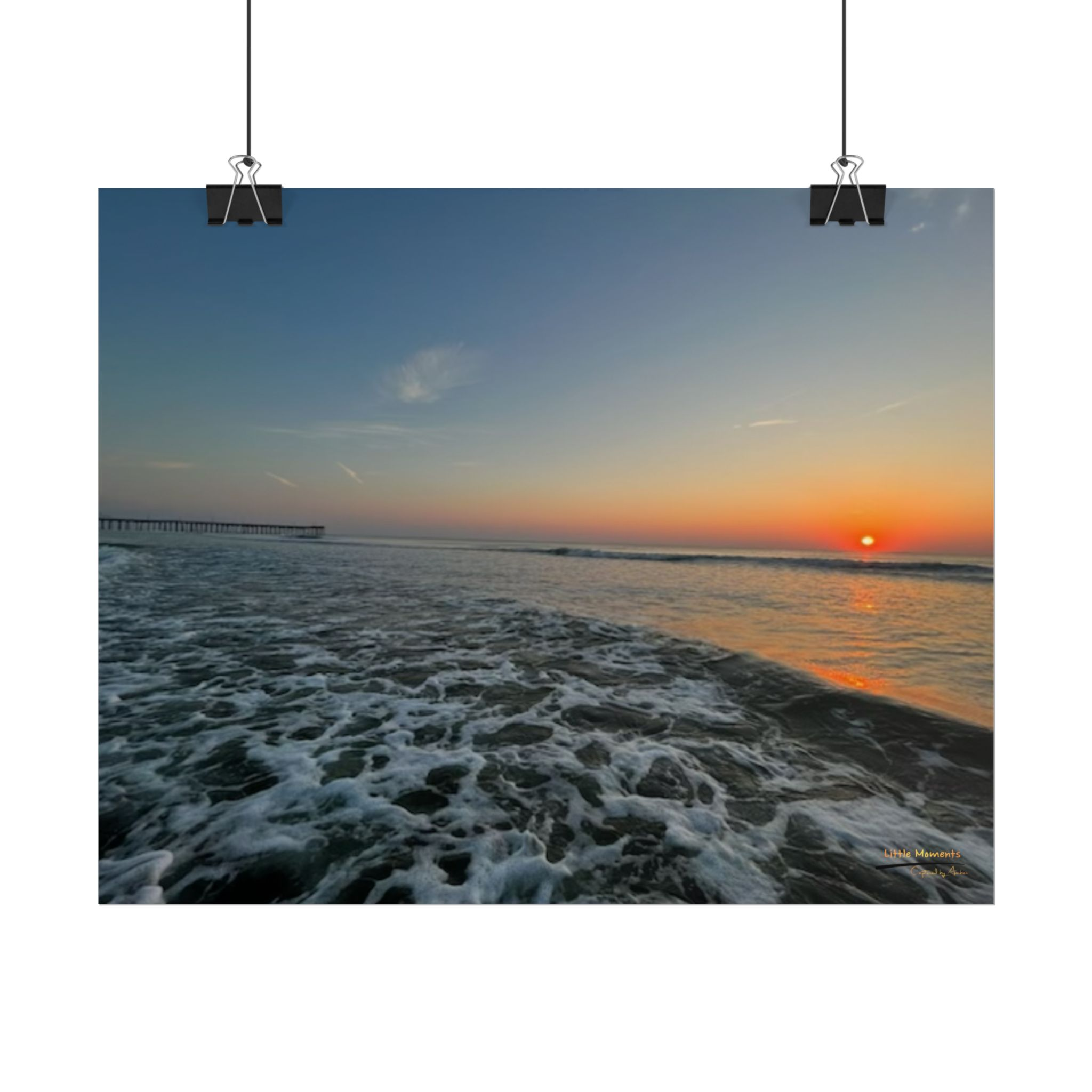 Rolling Sunset Waves Rolled Poster — Ocean Beach Sunset Wall Art