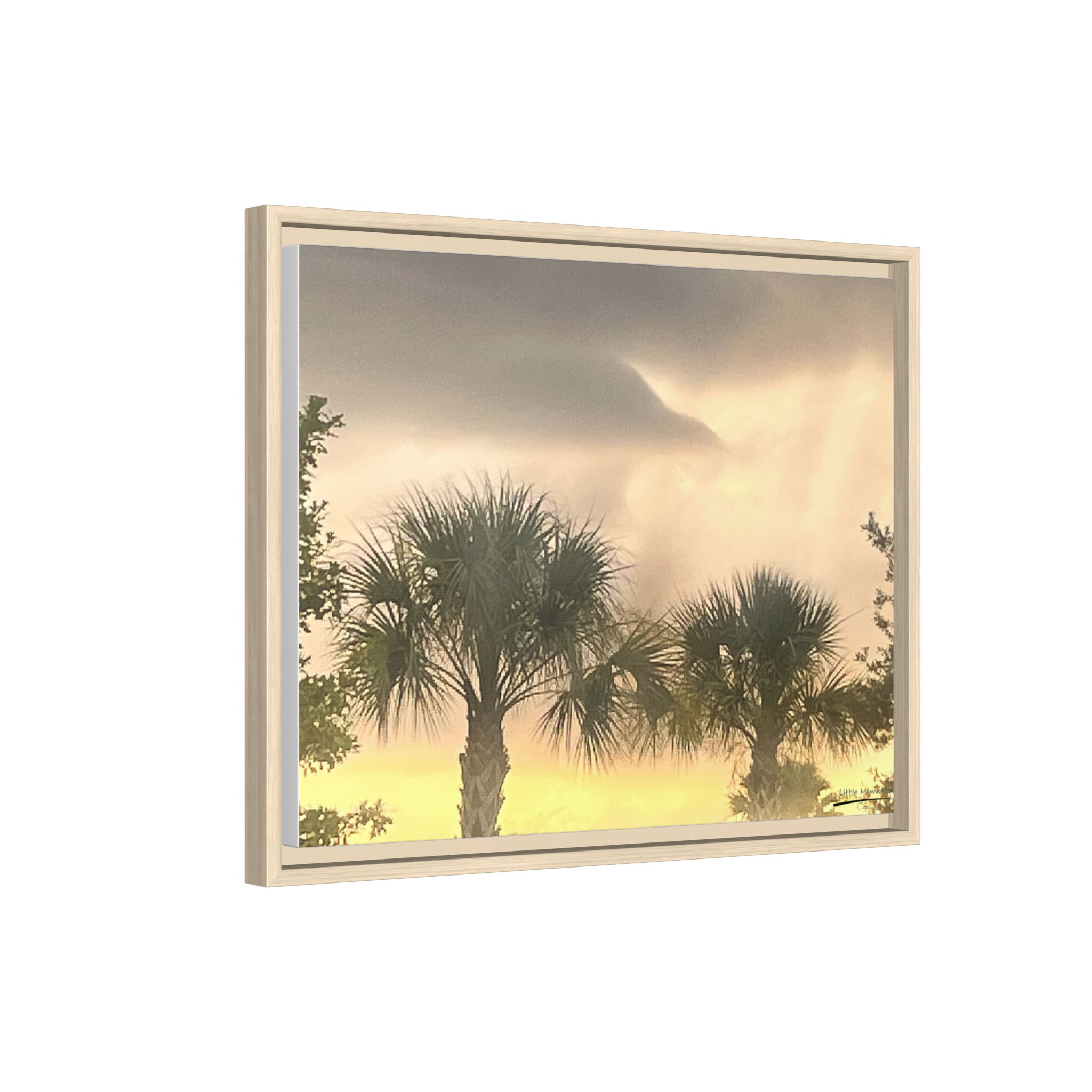 Palm Trees at Sunset Matte Framed Canvas Wall Art