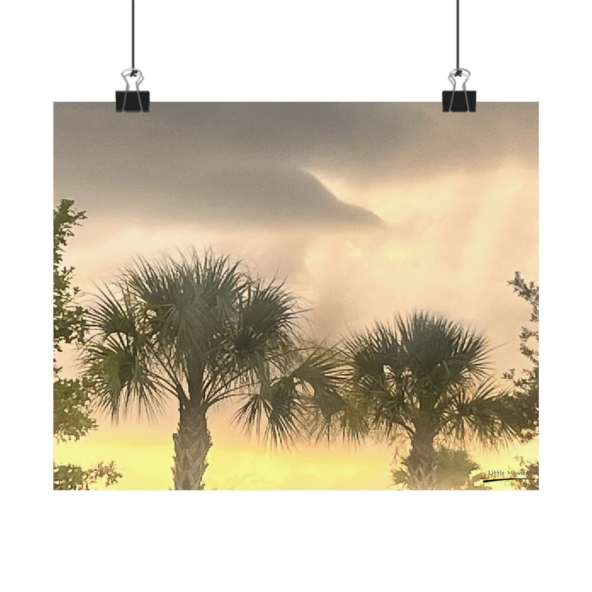 Palm Trees at Dusk Matte Poster — Tropical Beach Wall Art (Horizontal)