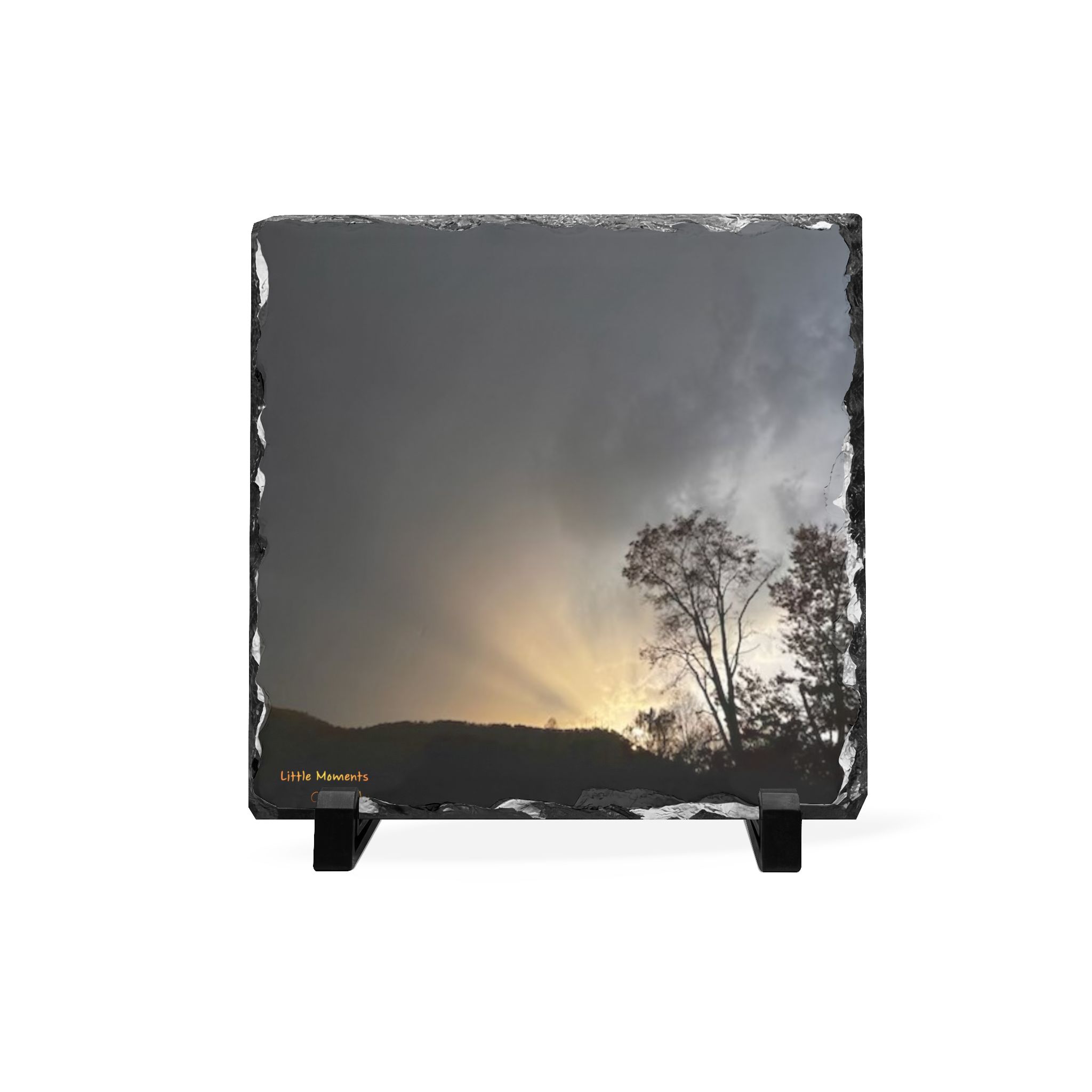 Slate Desk Plaque — Serene Sunset Tree Photo Slate Plaque (Desk Display)