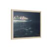 City Lights at Night Ocean Waves 2 Matte Framed Canvas — City Lights Over Ocean Wall Art