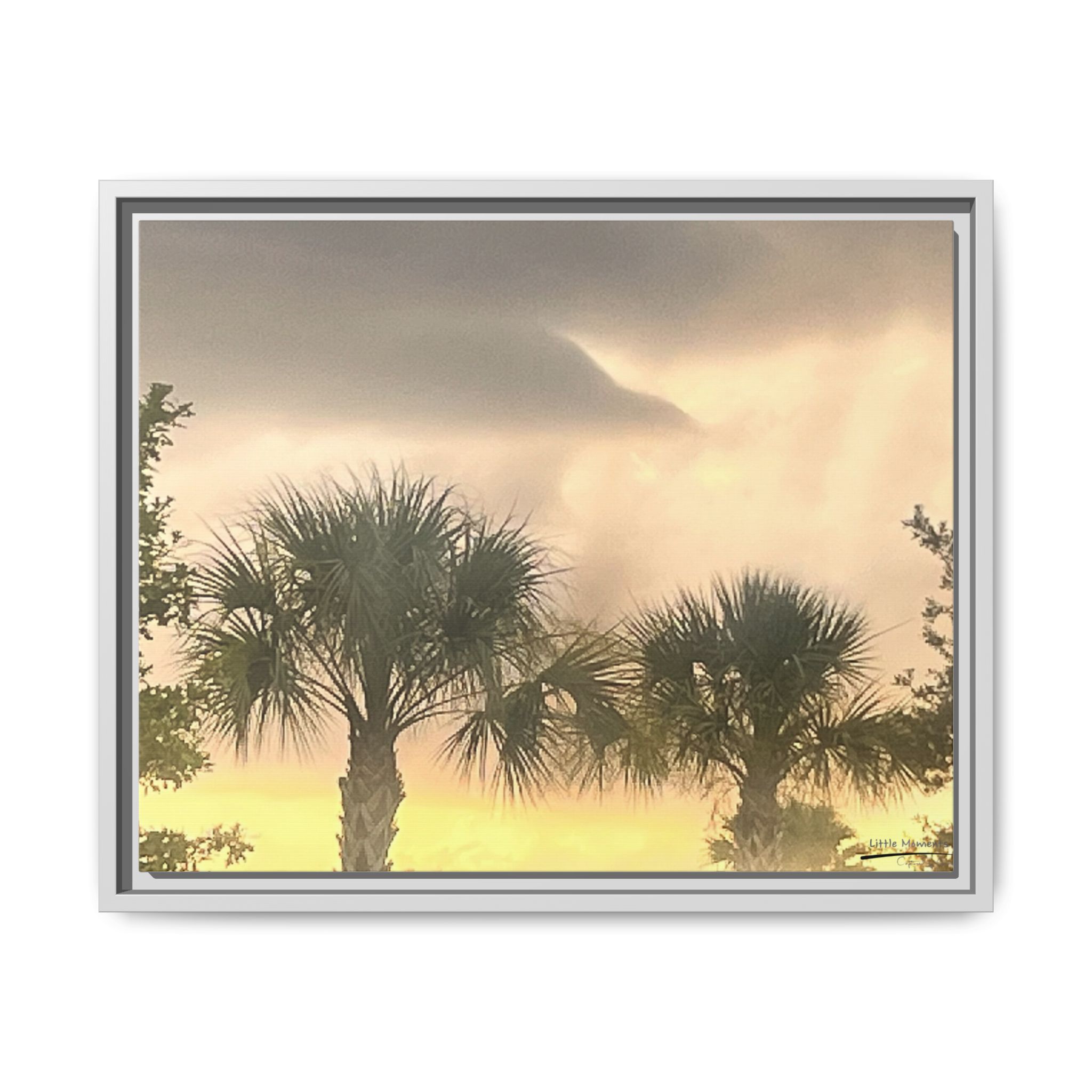 Palm Trees at Sunset Matte Framed Canvas Wall Art