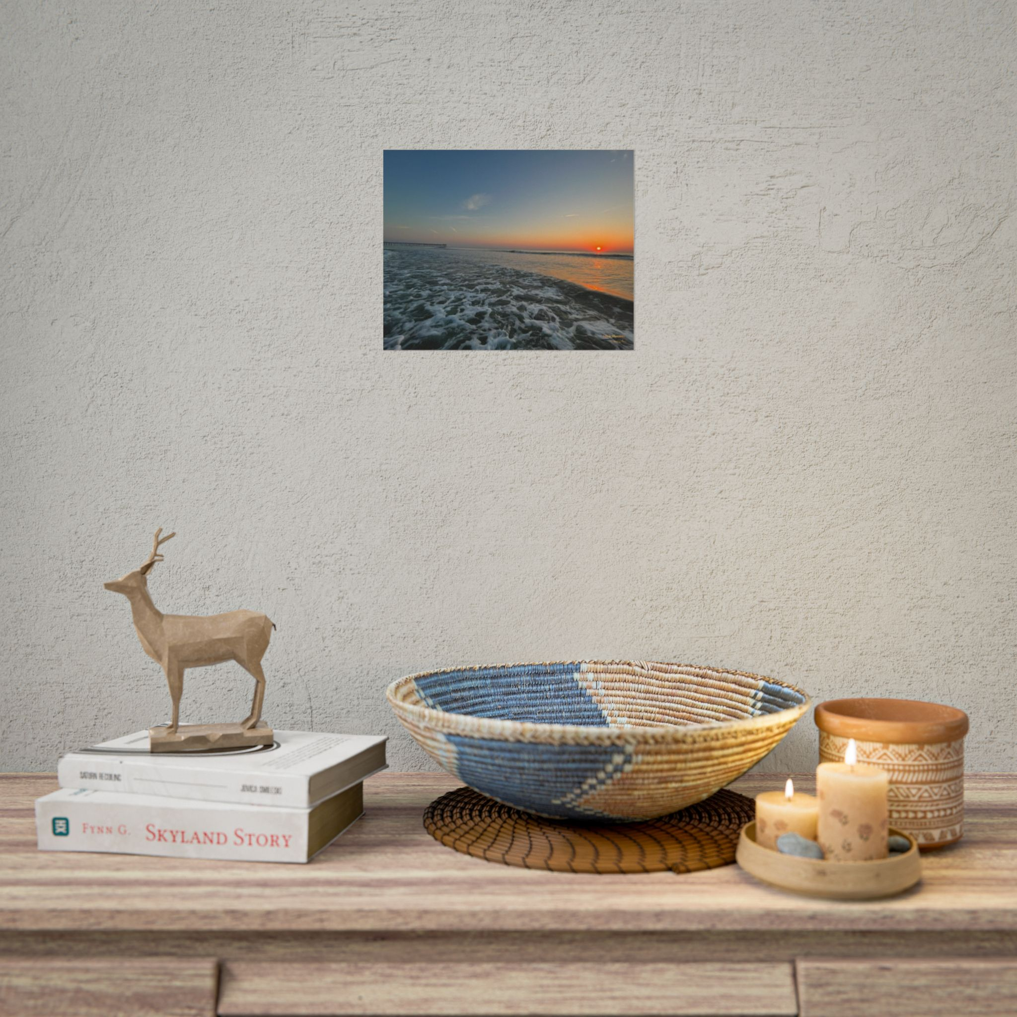 Rolling Sunset Waves Rolled Poster — Ocean Beach Sunset Wall Art