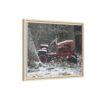 2751979614369356297_2048.jpeg Vintage Red Tractor in Snow — Framed Matte Canvas Wall Art