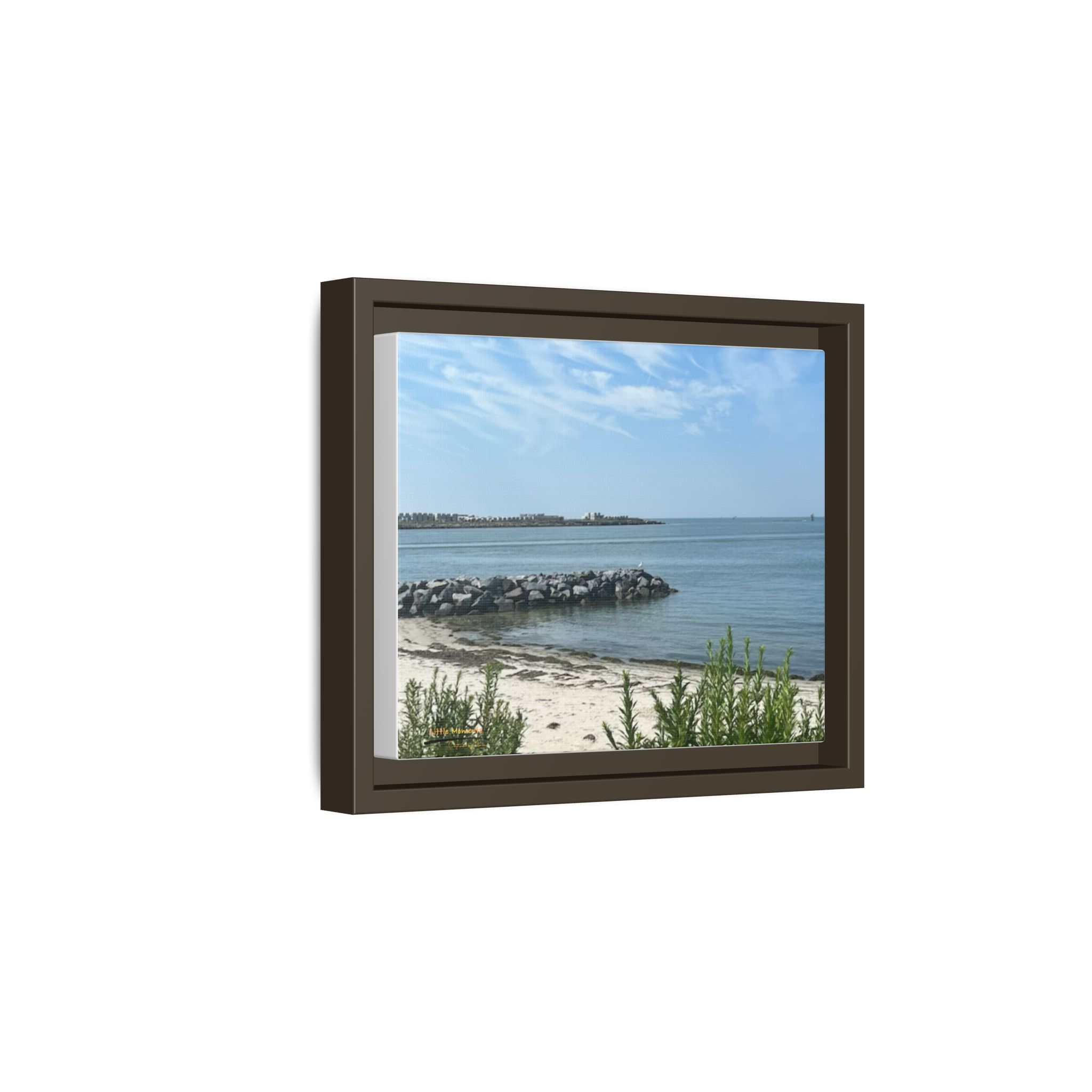 Seaside Beach Framed Canvas Print — Matte Multi-Color Coastal Wall Art