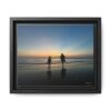 Father and Child Beach Sunset Framed Matte Canvas Print