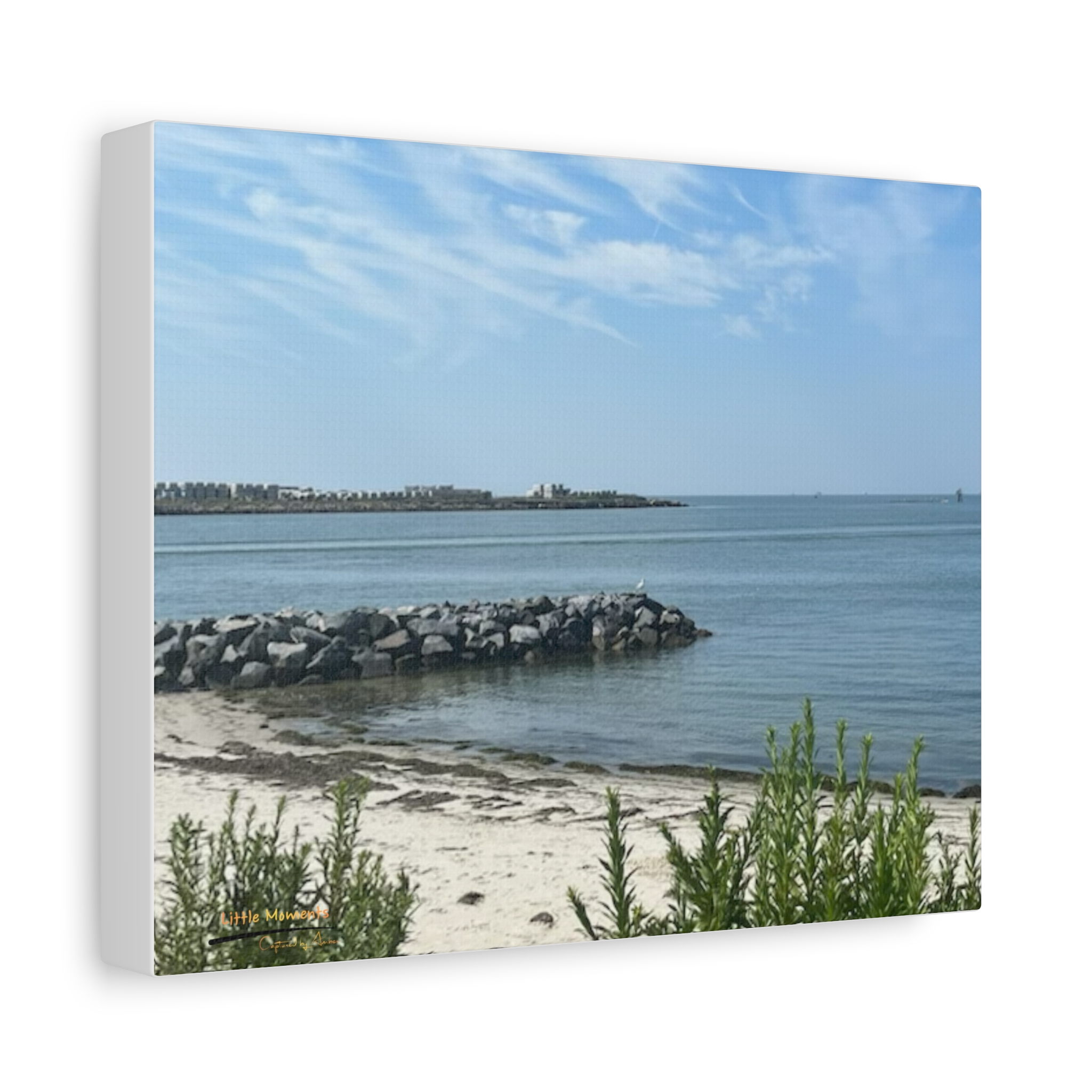 Seaside Jetti Beach Canvas Print — Seaside Harbor Matte Wall Art