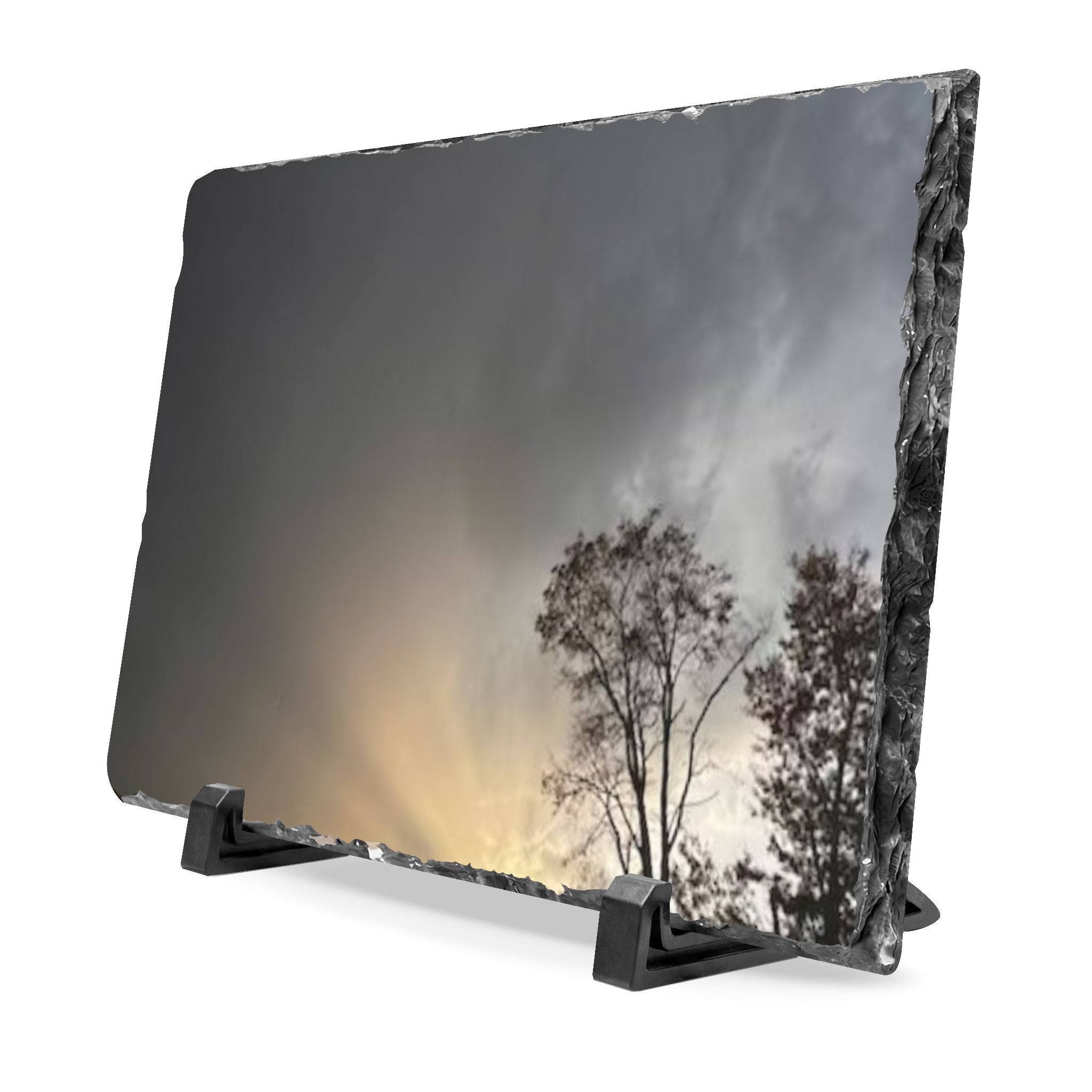 Slate Desk Plaque — Serene Sunset Tree Photo Slate Plaque (Desk Display)