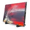 Vibrant Red Sky Slate Plaque — Vibrant Red Evening Desk Decor