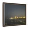 City Lights at Night series2 Framed Matte Canvas Print — Nighttime Coastal Cityscape