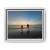 Father and Child Beach Sunset Framed Matte Canvas Print