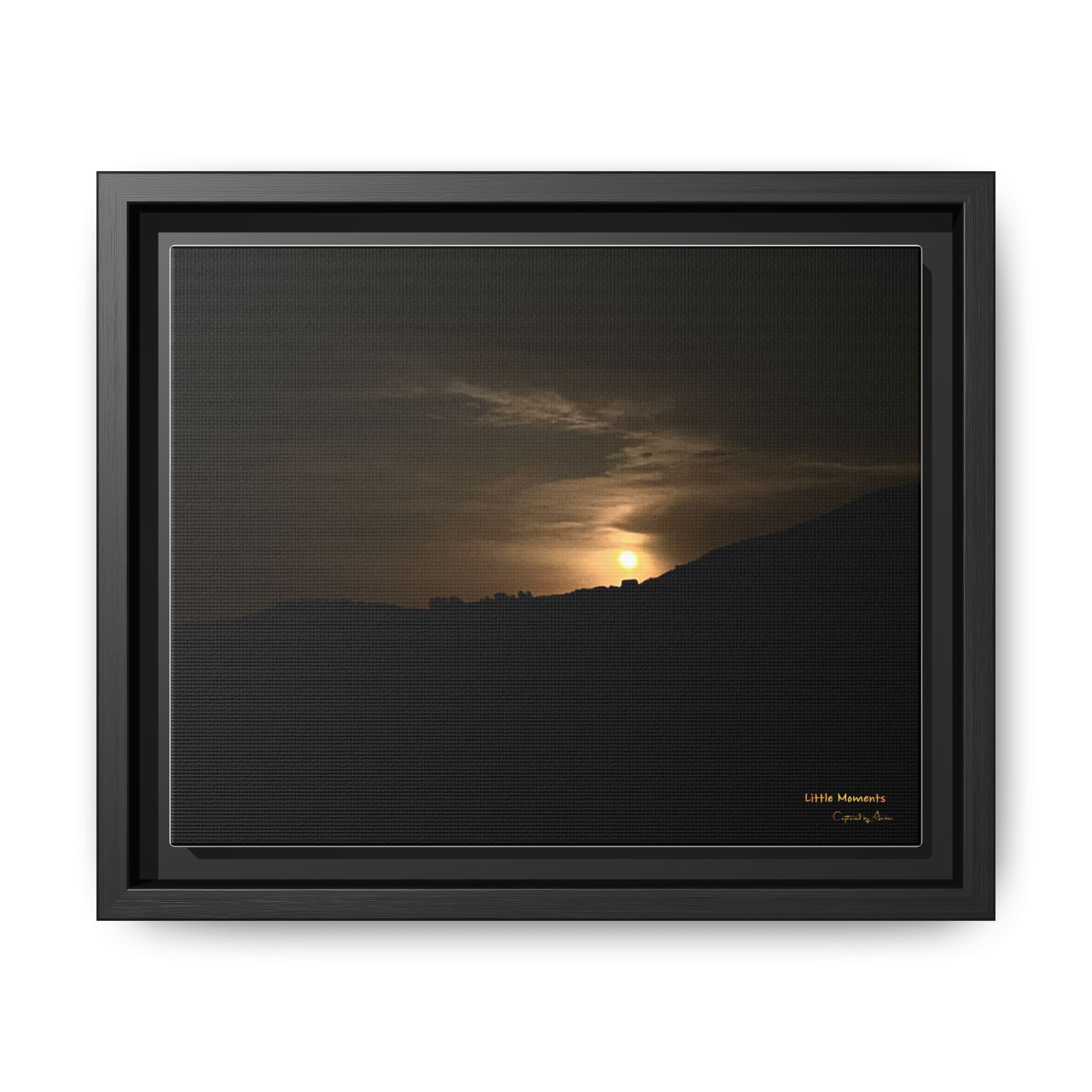 Moon Glow Ridge Framed Matte Canvas Print — moon Over Silhouette Landscape