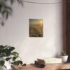 Sunset Beach Tire Track Poster — Matte Vertical Coastal Wall Art