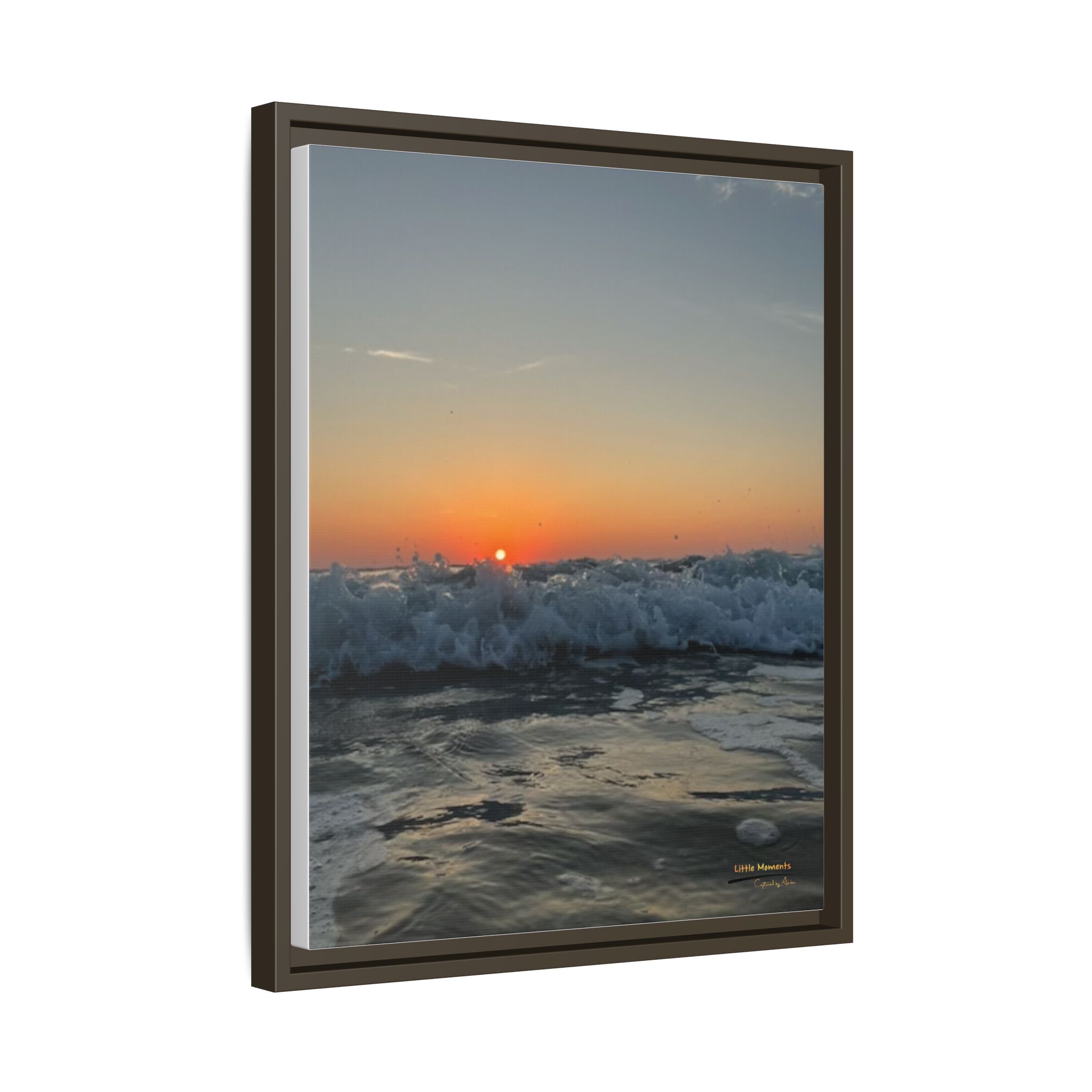 Crashing Waves Sunset Canvas Print — Framed Matte Beach Wall Art