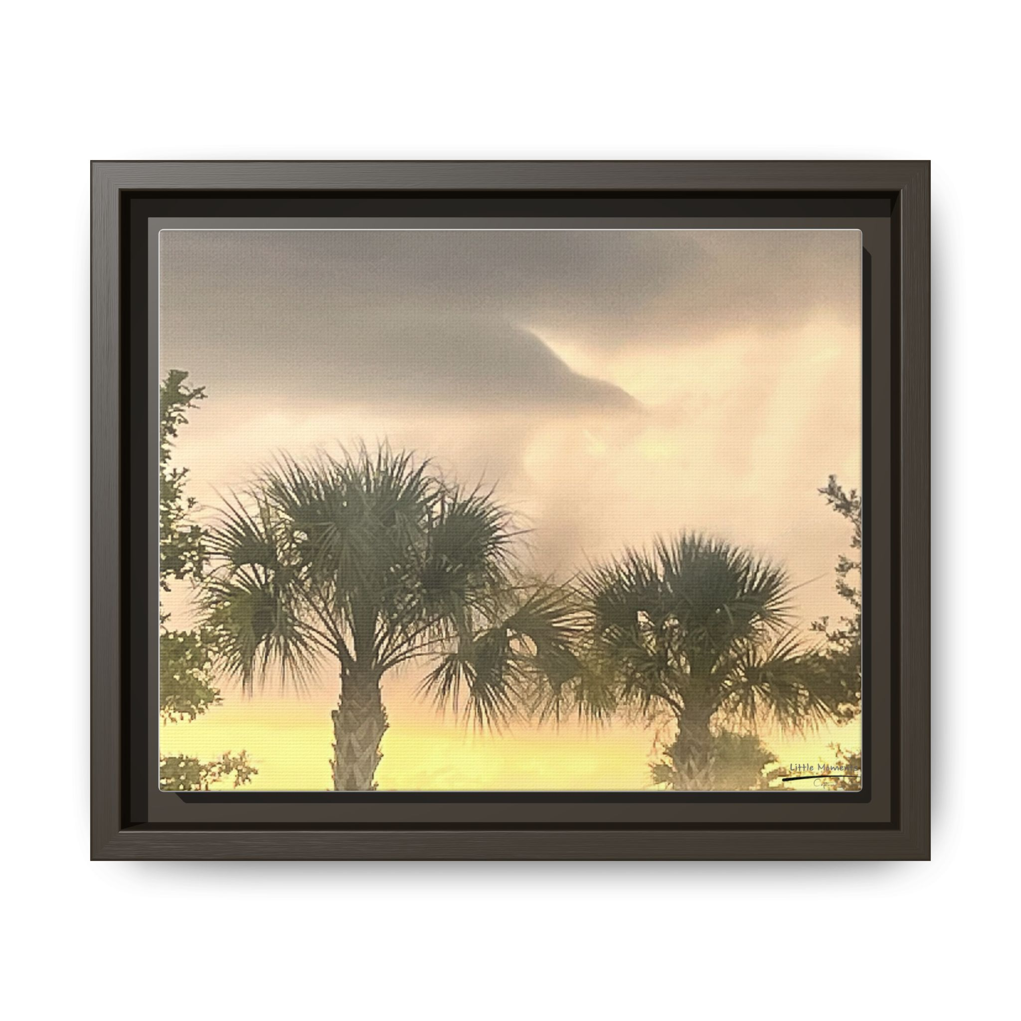 Palm Trees at Sunset Matte Framed Canvas Wall Art